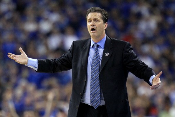 HOUSTON, TX - APRIL 02:  Head coach John Calipari of the Kentucky Wildcats reacts from the sidelines against the Connecticut Huskies during the National Semifinal game of the 2011 NCAA Division I Men's Basketball Championship at Reliant Stadium on April 2