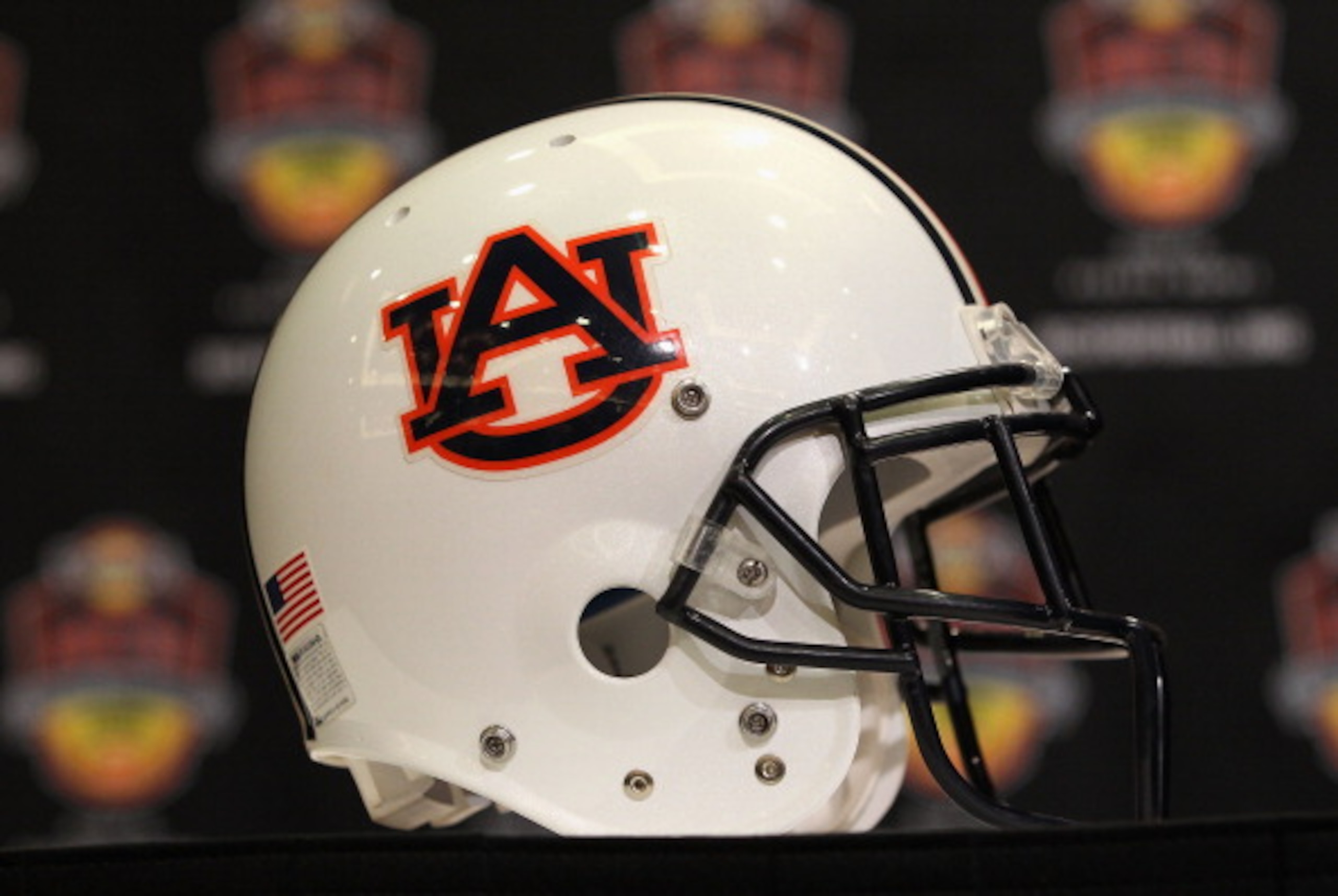 SCOTTSDALE, AZ - JANUARY 09: A helmet for the Auburn Tigers is displayed during a press conference for the Tostitos BCS National Championship Game against the Oregon Ducks at the JW Marriott Camelback Inn on January 9, 2011 in Scottsdale, Arizona. (Phot SCOTTSDALE, AZ - JANUARY 09: A helmet for the Auburn Tigers is displayed during a press conference for the Tostitos BCS National Championship Game against the Oregon Ducks at the JW Marriott Camelback Inn on January 9, 2011 in Scottsdale, Arizona. (Phot