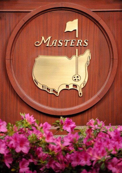 AUGUSTA, GA - APRIL 05:  The Masters logo is seen in the interview room inside the press building during a practice round prior to the 2011 Masters Tournament at Augusta National Golf Club on April 5, 2011 in Augusta, Georgia.  (Photo by Harry How/Getty I