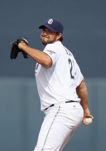 PEORIA, AZ - MARCH 06:  Relief pitcher Heath Bell #21 of the San Diego Padres pitches against the Oakland Athletics during the spring training game at Peoria Stadium on March 6, 2011 in Peoria, Arizona.  (Photo by Christian Petersen/Getty Images)