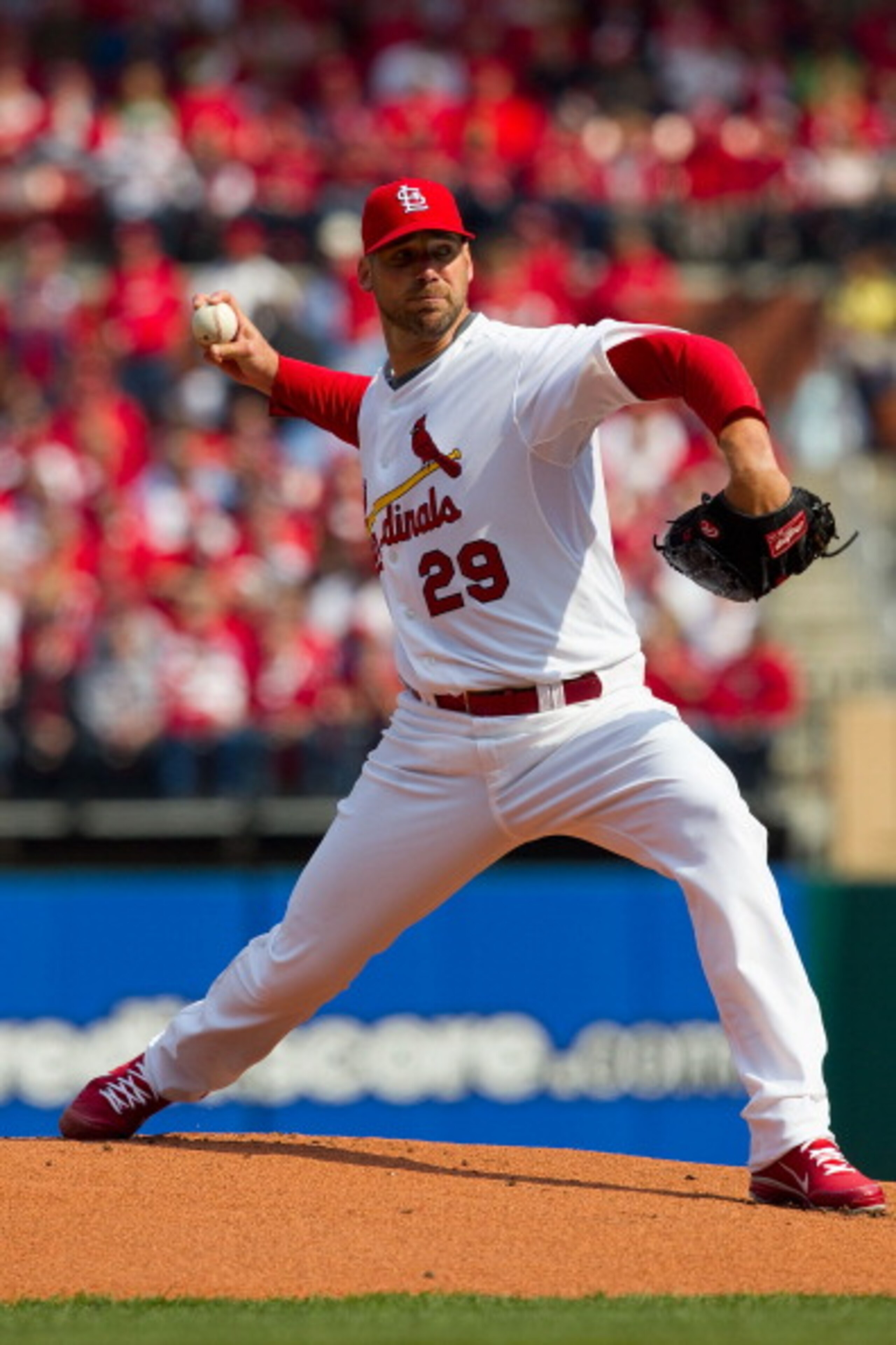 ST. LOUIS, MO - MARCH 31: Starter Chris Carpenter #29 of the St. Louis Cardinals pitches against the San Diego Padres on opening day at Busch Stadium on March 31, 2011 in St. Louis, Missouri. (Photo by Dilip Vishwanat/Getty Images) ST. LOUIS, MO - MARCH 31: Starter Chris Carpenter #29 of the St. Louis Cardinals pitches against the San Diego Padres on opening day at Busch Stadium on March 31, 2011 in St. Louis, Missouri. (Photo by Dilip Vishwanat/Getty Images)