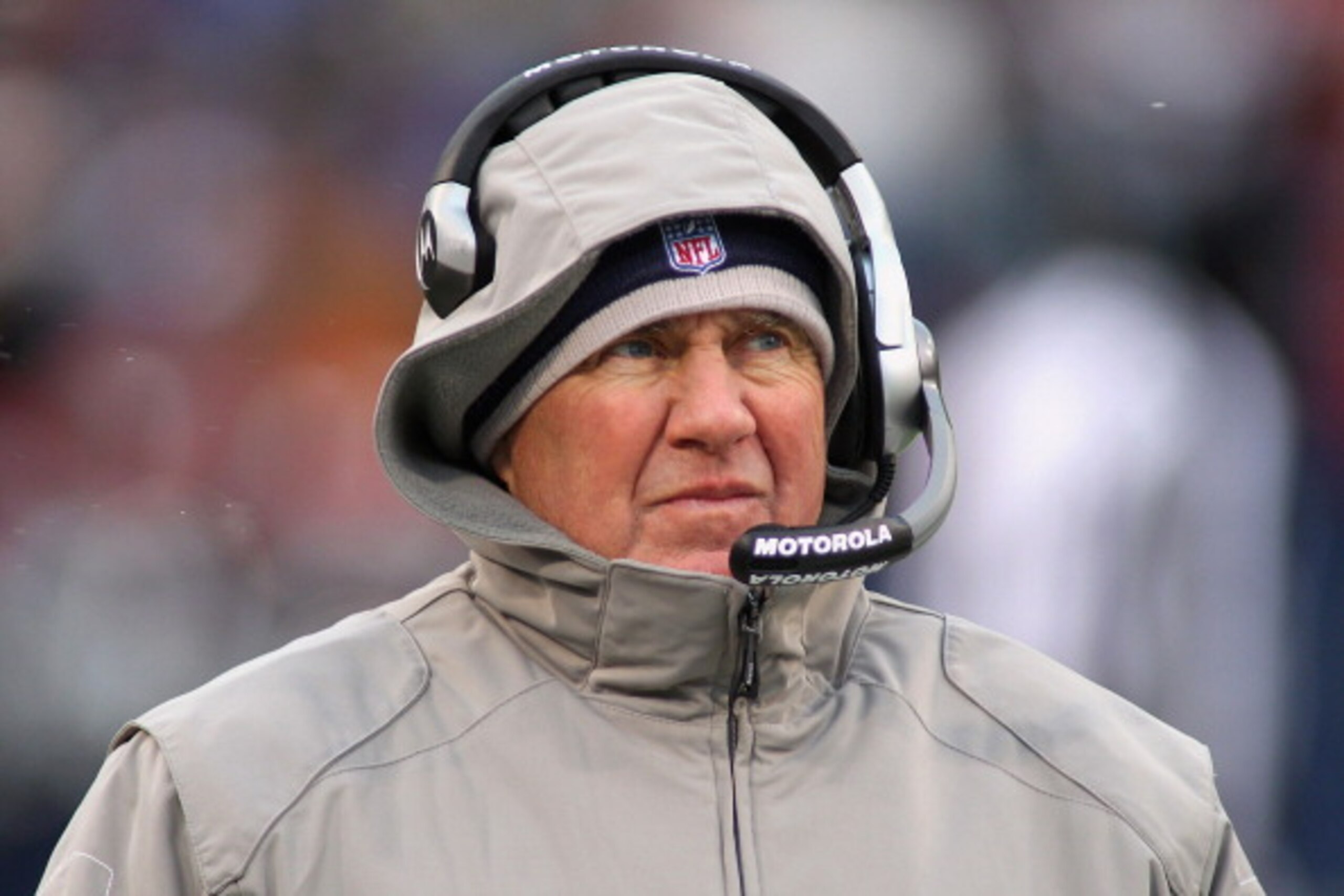 ORCHARD PARK, NY - DECEMBER 26: Head coach Bill Belichick of the New England Patriots looks on in a match against the Buffalo Bills at Ralph Wilson Stadium on December 26, 2010 in Orchard Park, New York. New England won 34-3. (Photo by Rick Stewart/Get ORCHARD PARK, NY - DECEMBER 26: Head coach Bill Belichick of the New England Patriots looks on in a match against the Buffalo Bills at Ralph Wilson Stadium on December 26, 2010 in Orchard Park, New York. New England won 34-3. (Photo by Rick Stewart/Get