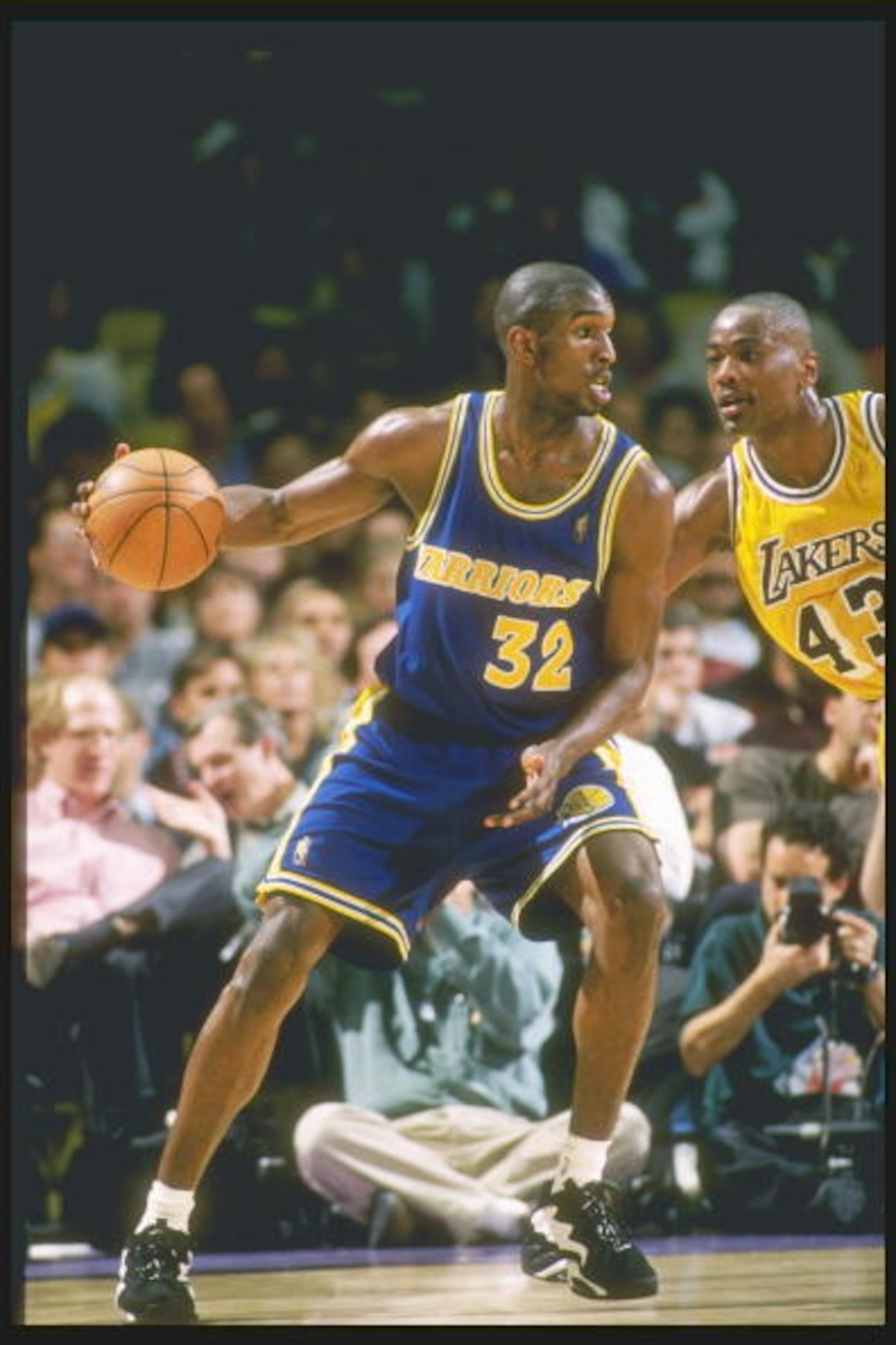 12 Mar 1997: Forward Joe Smith of the Golden State Warriors tries to fend off forward Corie Blount of the Los Angeles Lakers at the Great Western Forum in Inglewood, California. The Lakers won the game 109-101. 12 Mar 1997: Forward Joe Smith of the Golden State Warriors tries to fend off forward Corie Blount of the Los Angeles Lakers at the Great Western Forum in Inglewood, California. The Lakers won the game 109-101.