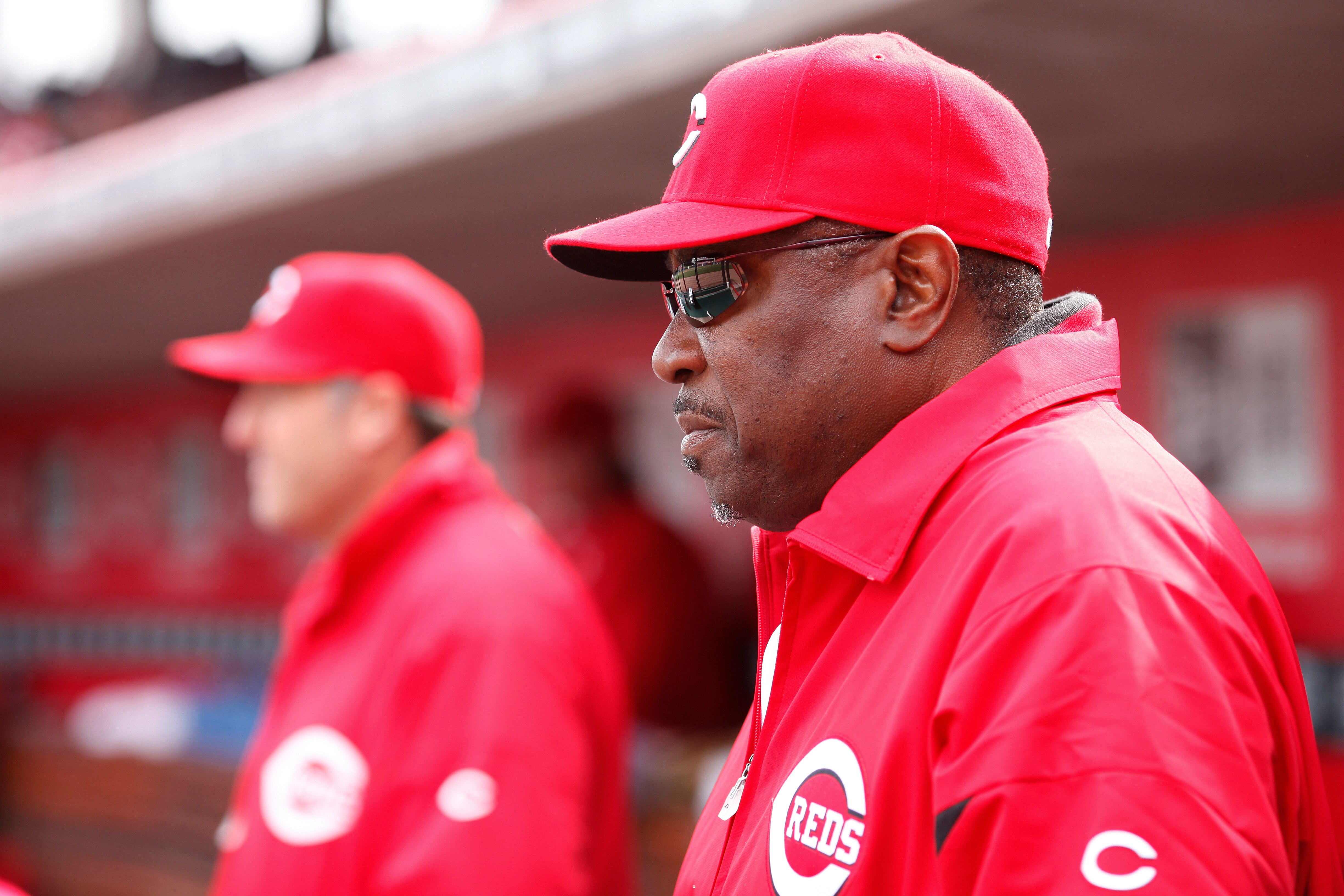 CINCINNATI, OH - MARCH 31: Cincinnati Reds manager Dusty Baker looks on against the Milwaukee Brewers in the opening day game at Great American Ballpark on March 31, 2011 in Cincinnati, Ohio. (Photo by Joe Robbins/Getty Images) CINCINNATI, OH - MARCH 31: Cincinnati Reds manager Dusty Baker looks on against the Milwaukee Brewers in the opening day game at Great American Ballpark on March 31, 2011 in Cincinnati, Ohio. (Photo by Joe Robbins/Getty Images)