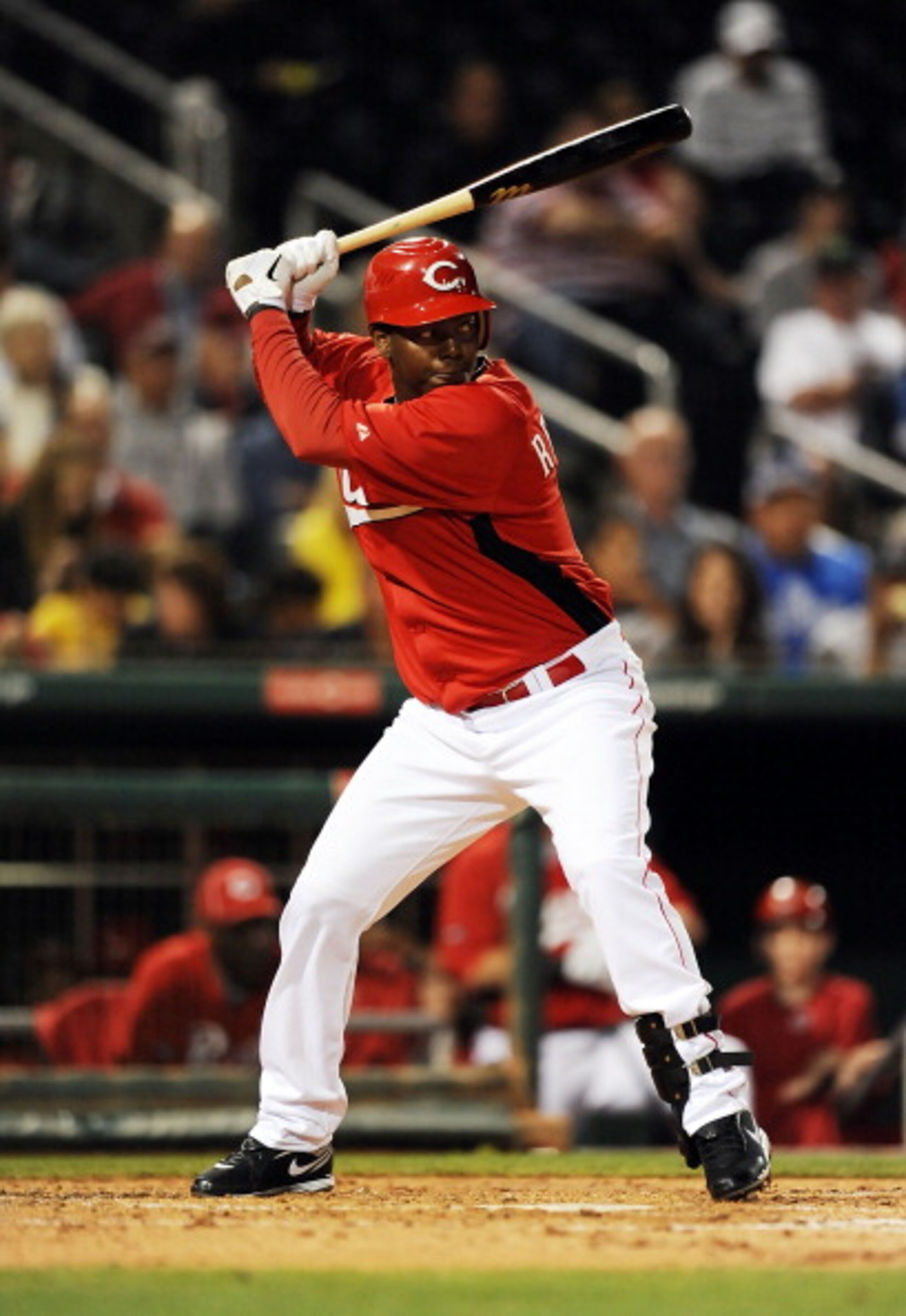 GOODYEAR, AZ - MARCH 03:  Edgar Renteria #16 of the Cincinnati Reds gets ready in the batters box against the Los Angeles Dodgers at Goodyear Ballpark on March 3, 2011 in Goodyear, Arizona.  (Photo by Norm Hall/Getty Images)