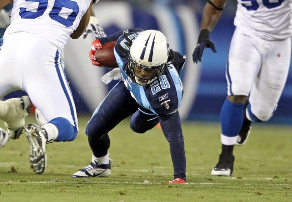 NASHVILLE, TN - DECEMBER 09:  Chris Johnson #28 of the Tennessee Titans runs with the ball against the Indianapolis Colts during the NFL game at LP Field on December 9, 2010 in Nashville, Tennessee.  (Photo by Andy Lyons/Getty Images)
