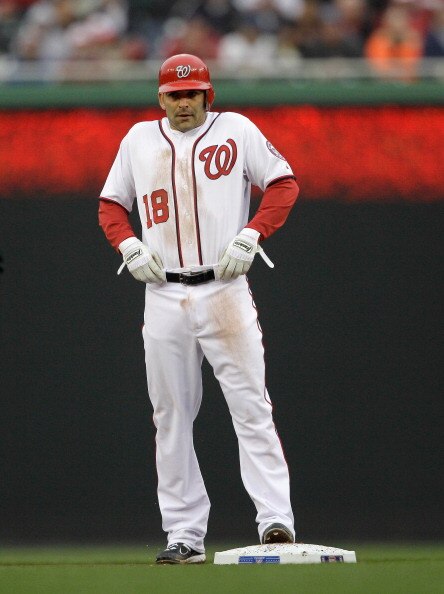 WASHINGTON, DC - MARCH 31: Base runner Danny Espinosa #18 of the Washington Nationals against the Atlanta Braves at Nationals Park on March 31, 2011 in Washington, DC.  (Photo by Rob Carr/Getty Images)