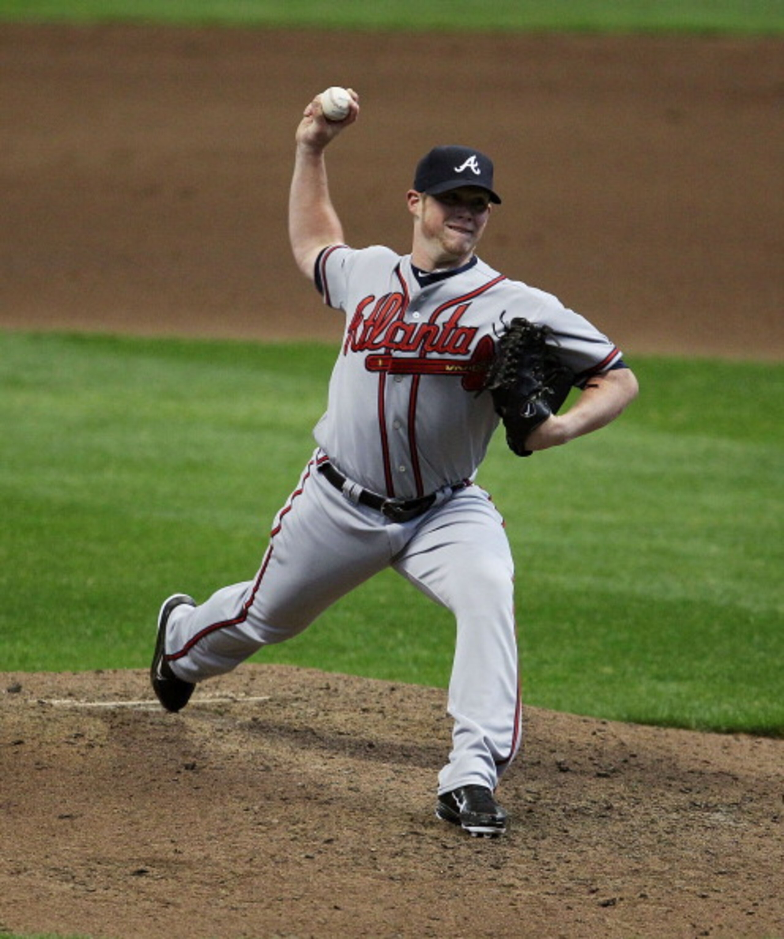 MILWAUKEE, WI - APRIL 04: Craig Kimbrel #46 of the Atlanta Braves delivers the ball in the 9th inning against the Milwaukee Brewers during the home opener at Miller Park on April 4, 2011 in Milwaukee, Wisconsin. The Braves defeated the Brewers 2-1. (Phot MILWAUKEE, WI - APRIL 04: Craig Kimbrel #46 of the Atlanta Braves delivers the ball in the 9th inning against the Milwaukee Brewers during the home opener at Miller Park on April 4, 2011 in Milwaukee, Wisconsin. The Braves defeated the Brewers 2-1. (Phot