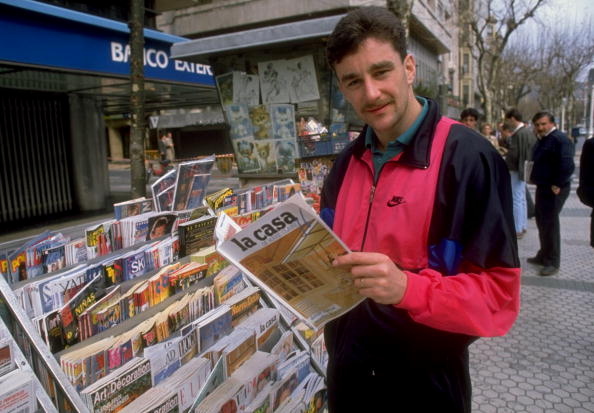 Feb 1990:  John Aldridge of Real Sociedad relaxes at home during a photo-call held in Sociedad, Spain. \ Mandatory Credit: Allsport UK /Allsport