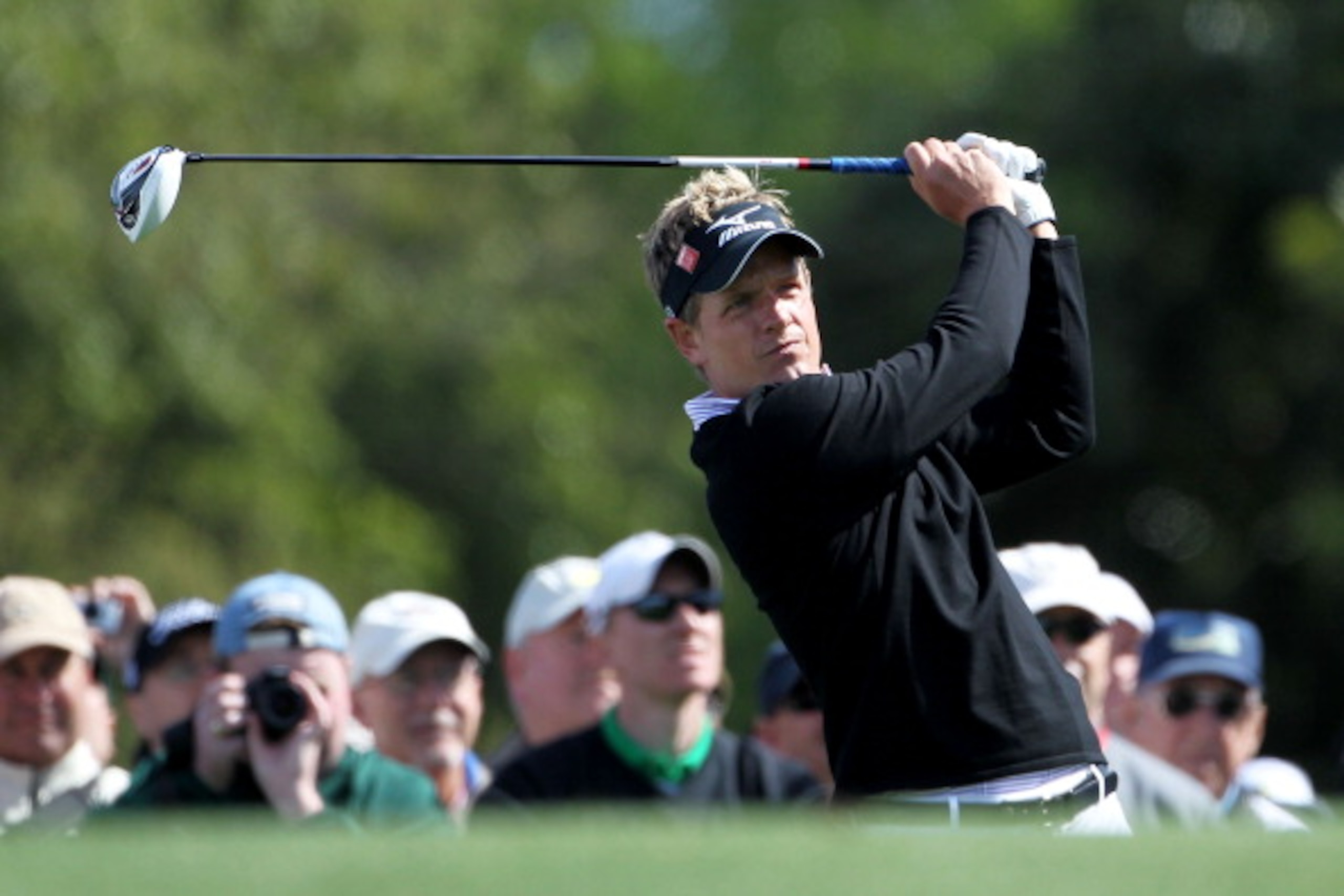AUGUSTA, GA - APRIL 05:  Luke Donald of England hits a shot during a practice round prior to the 2011 Masters Tournament at Augusta National Golf Club on April 5, 2011 in Augusta, Georgia.  (Photo by Jamie Squire/Getty Images)