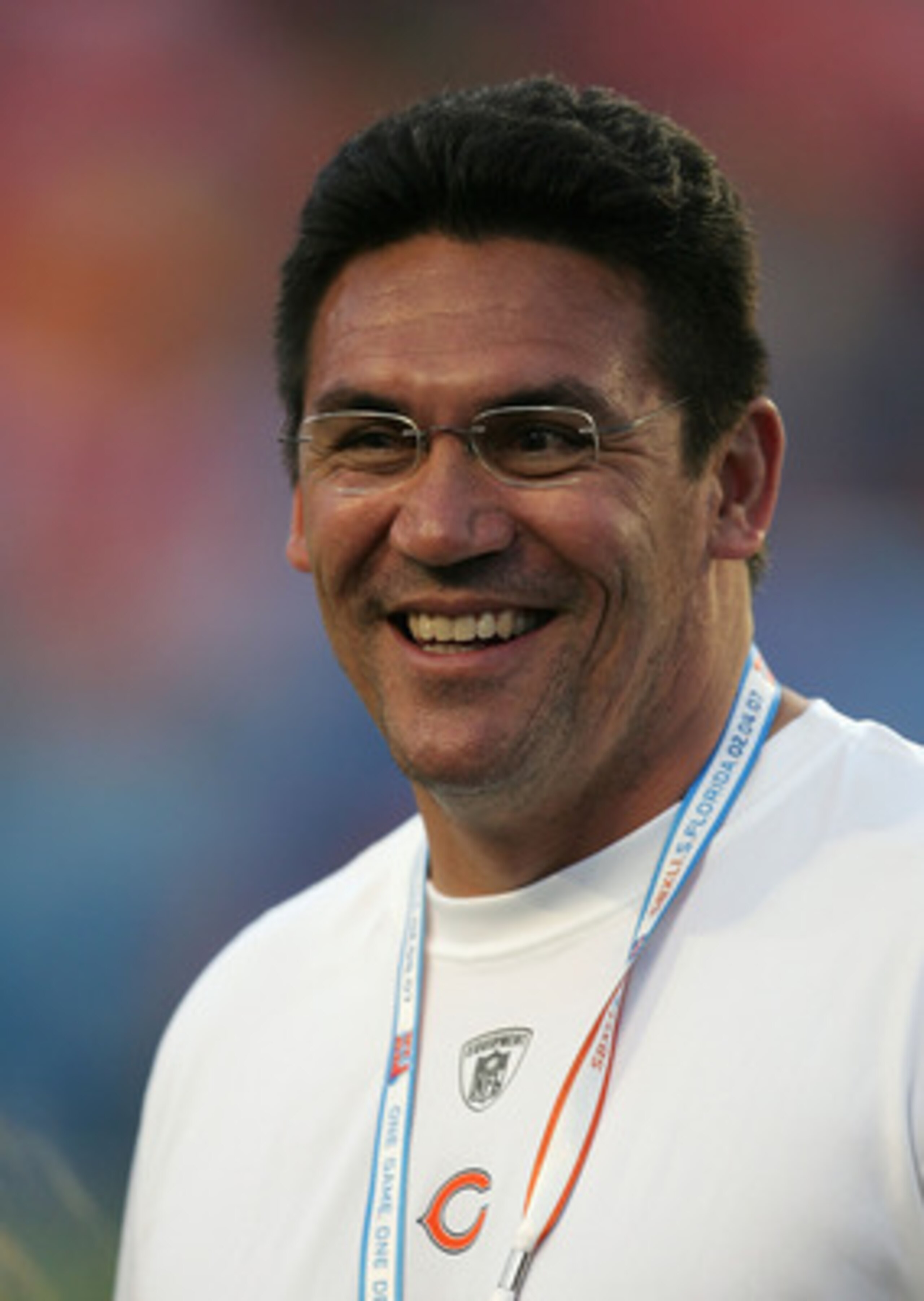 MIAMI GARDENS, FL - FEBRUARY 04: Defensive Coordinator Ron Rivera of the Chicago Bears smiles on the field prior to the start of Super Bowl XLI against the Indianapolis Colts on February 4, 2007 at Dolphin Stadium in Miami Gardens, Florida. (Photo by Jo MIAMI GARDENS, FL - FEBRUARY 04: Defensive Coordinator Ron Rivera of the Chicago Bears smiles on the field prior to the start of Super Bowl XLI against the Indianapolis Colts on February 4, 2007 at Dolphin Stadium in Miami Gardens, Florida. (Photo by Jo