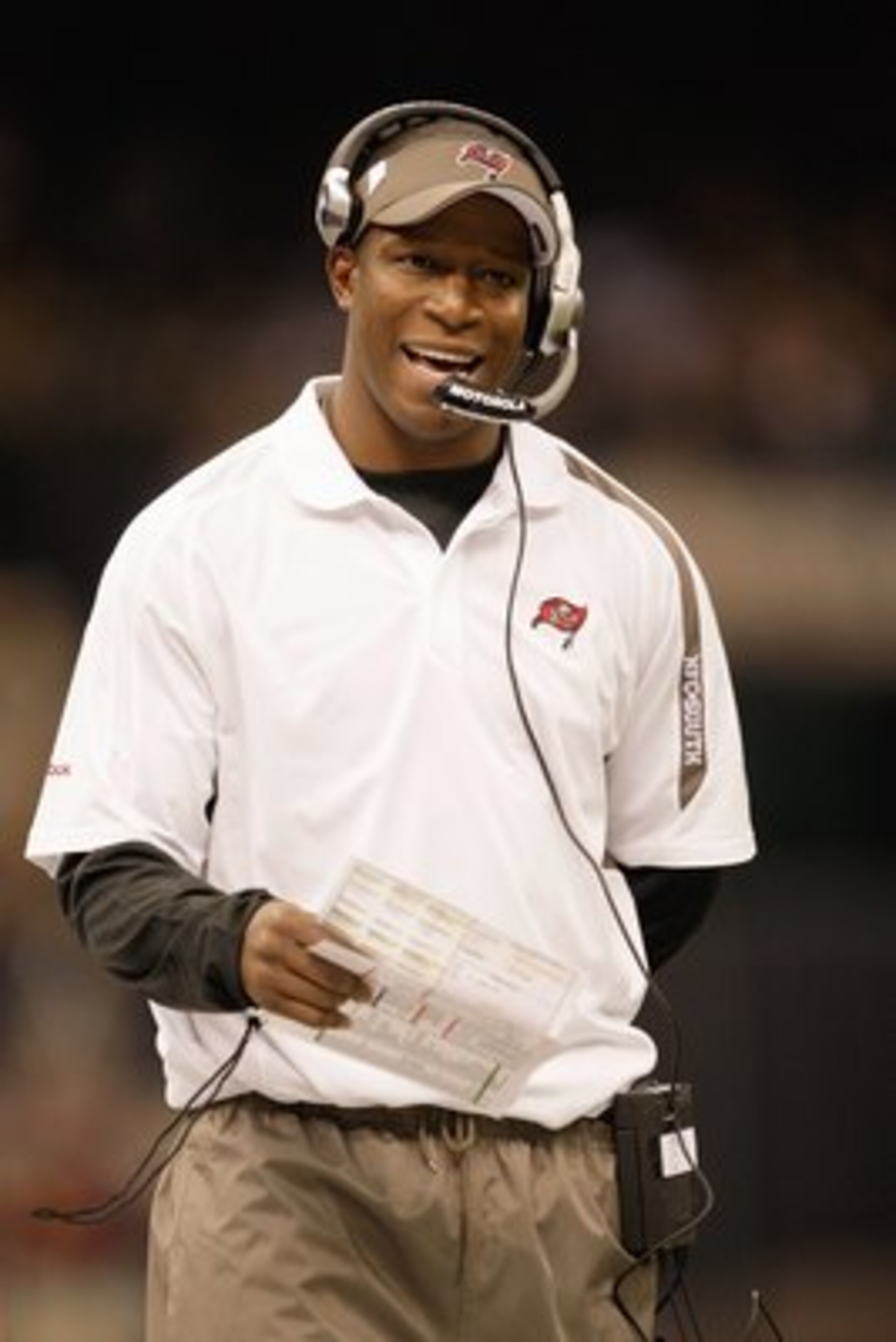 NEW ORLEANS - DECEMBER 27: Head coach Raheem Morris of the Tampa Bay Buccaneers walks on the sidelines during the game against the New Orleans Saints at the Louisiana Superdome on December 27, 2009 in New Orleans, Louisiana. (Photo by Jamie Squire/Getty NEW ORLEANS - DECEMBER 27: Head coach Raheem Morris of the Tampa Bay Buccaneers walks on the sidelines during the game against the New Orleans Saints at the Louisiana Superdome on December 27, 2009 in New Orleans, Louisiana. (Photo by Jamie Squire/Getty