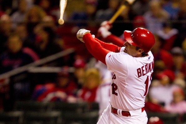 ST. LOUIS, MO - APRIL 4: Lance Berkman #12 of the St. Louis Cardinals looses is bat against the Pittsburgh Pirates at Busch Stadium on April 4, 2011 in St. Louis, Missouri.  (Photo by Dilip Vishwanat/Getty Images)