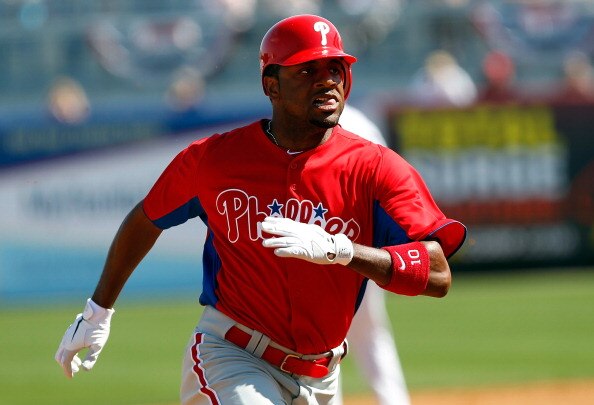 TAMPA, FL - FEBRUARY 26:  Outfielder Ben Francisco #10 of the Philadelphia Phillies advances to third against the New York Yankees during a Grapefruit League Spring Training Game at George M. Steinbrenner Field on February 26, 2011 in Tampa, Florida.  (Ph