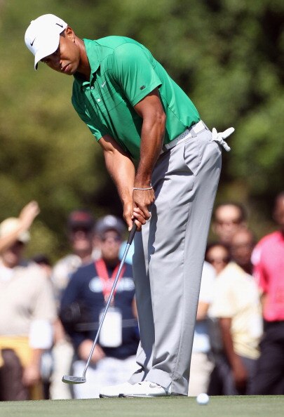 DORAL, FL - MARCH 12:  Tiger Woods watches a putt on the third green during the third round of the 2011 WGC- Cadillac Championship at the TPC Blue Monster at the Doral Golf Resort and Spa on March 12, 2011 in Doral, Florida.  (Photo by Sam Greenwood/Getty