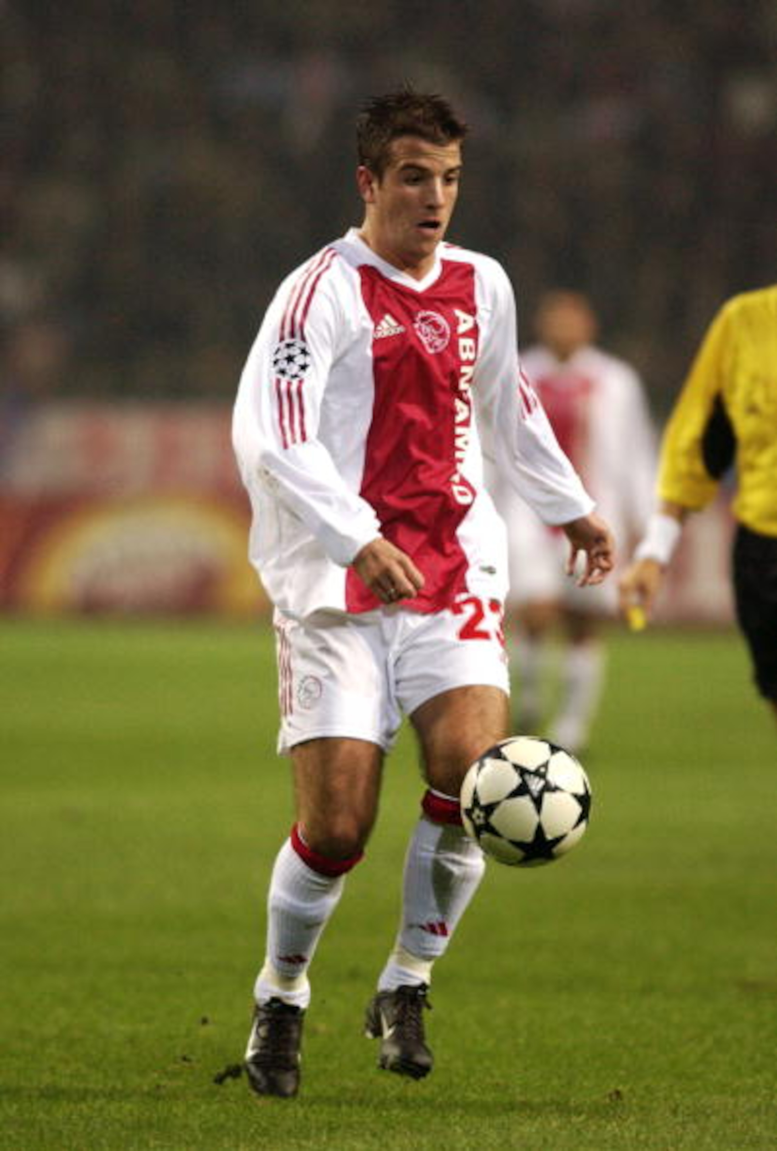 AMSTERDAM - NOVEMBER 12: Rafael Van der Vaart of Ajax in action during the UEFA Champions League First Phase Group D match between Ajax and Inter Milan on November 12, 2002 played at the Amsterdam Aren in Amsterdam, Holland. Inter Milan won the match 2-1 AMSTERDAM - NOVEMBER 12: Rafael Van der Vaart of Ajax in action during the UEFA Champions League First Phase Group D match between Ajax and Inter Milan on November 12, 2002 played at the Amsterdam Aren in Amsterdam, Holland. Inter Milan won the match 2-1