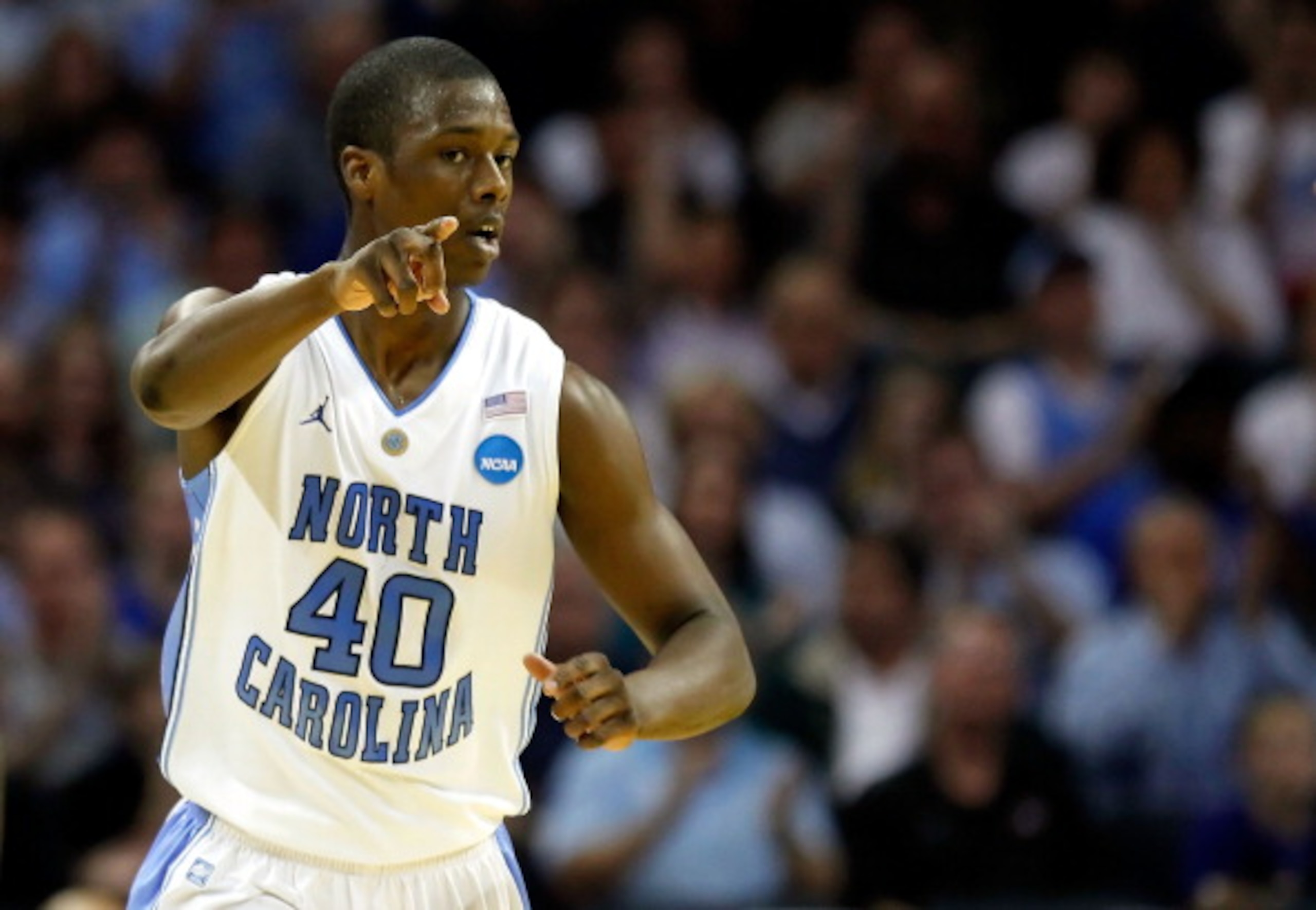 CHARLOTTE, NC - MARCH 20: Harrison Barnes #40 of the North Carolina Tar Heels reacts in the first half while taking on the Washington Huskies during the third round of the 2011 NCAA men's basketball tournament at Time Warner Cable Arena on March 20, 2011 CHARLOTTE, NC - MARCH 20: Harrison Barnes #40 of the North Carolina Tar Heels reacts in the first half while taking on the Washington Huskies during the third round of the 2011 NCAA men's basketball tournament at Time Warner Cable Arena on March 20, 2011