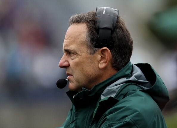 EVANSTON, IL - OCTOBER 23: Head coach Mark Dantonio of the Michigan State Spartans returned to the sidelines for a game against the Northwestern Wildcats at Ryan Field on October 23, 2010 in Evanston, Illinois. Michigan State defeated Northwestern 35-27.