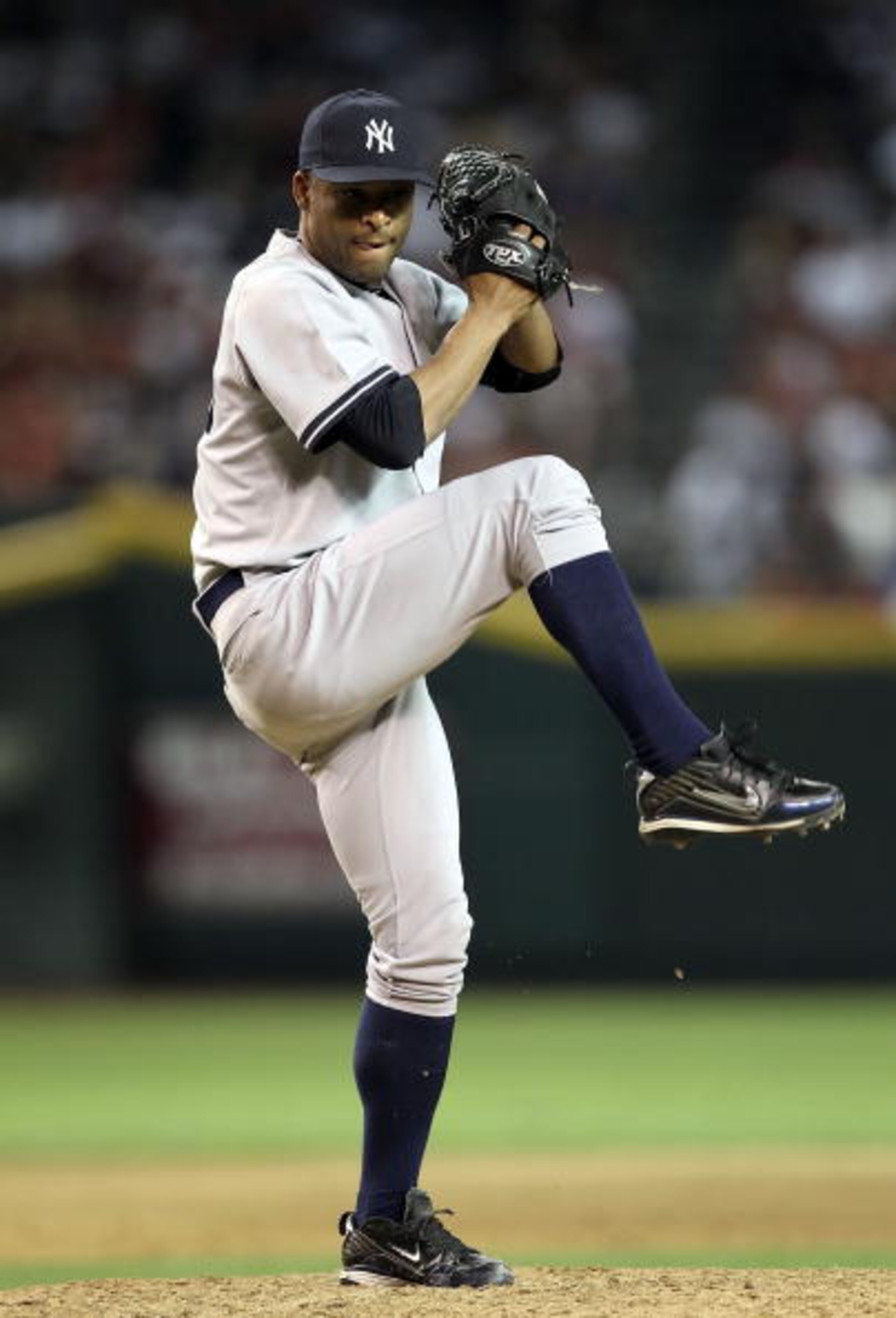 PHOENIX - JUNE 23:  Relief pitcher Damaso Marte #43 of the New York Yankees pitches against the Arizona Diamondbacks during the Major League Baseball game at Chase Field on June 23, 2010 in Phoenix, Arizona. The Yankees defeated the Diamondbacks 6-5 in te