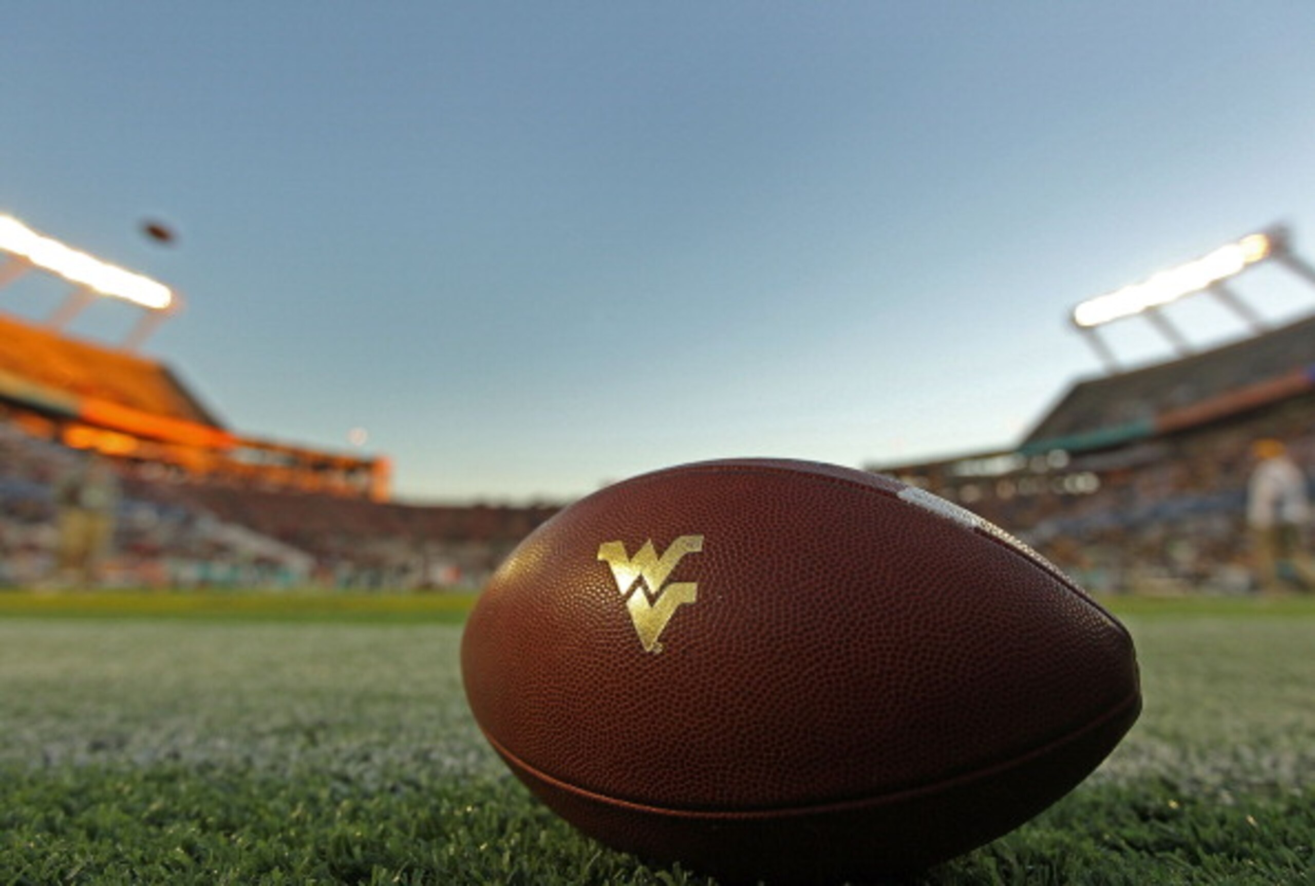 ORLANDO, FL - DECEMBER 28:  A West Virginia Mountineers football lays in the endzone during the Champs Sports Bowl against the North Carolina State Wolfpack at Florida Citrus Bowl Stadium on December 28, 2010 in Orlando, Florida.  (Photo by Mike Ehrmann/G