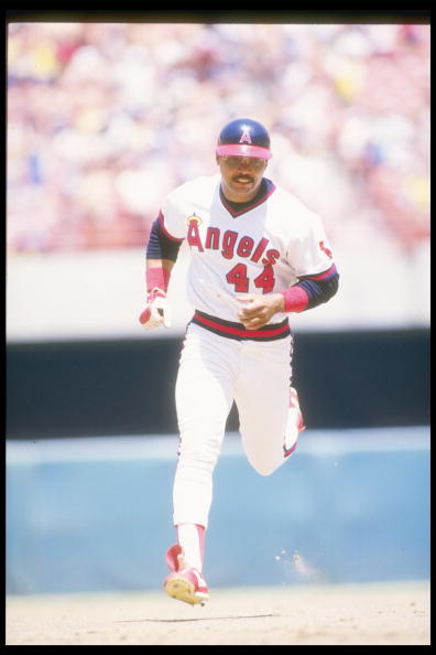 1986:  Reggie Jackson of the California Angels runs around the bases during a game at Anaheim Stadium in Anaheim, California. Mandatory Credit: Rick Stewart  /Allsport