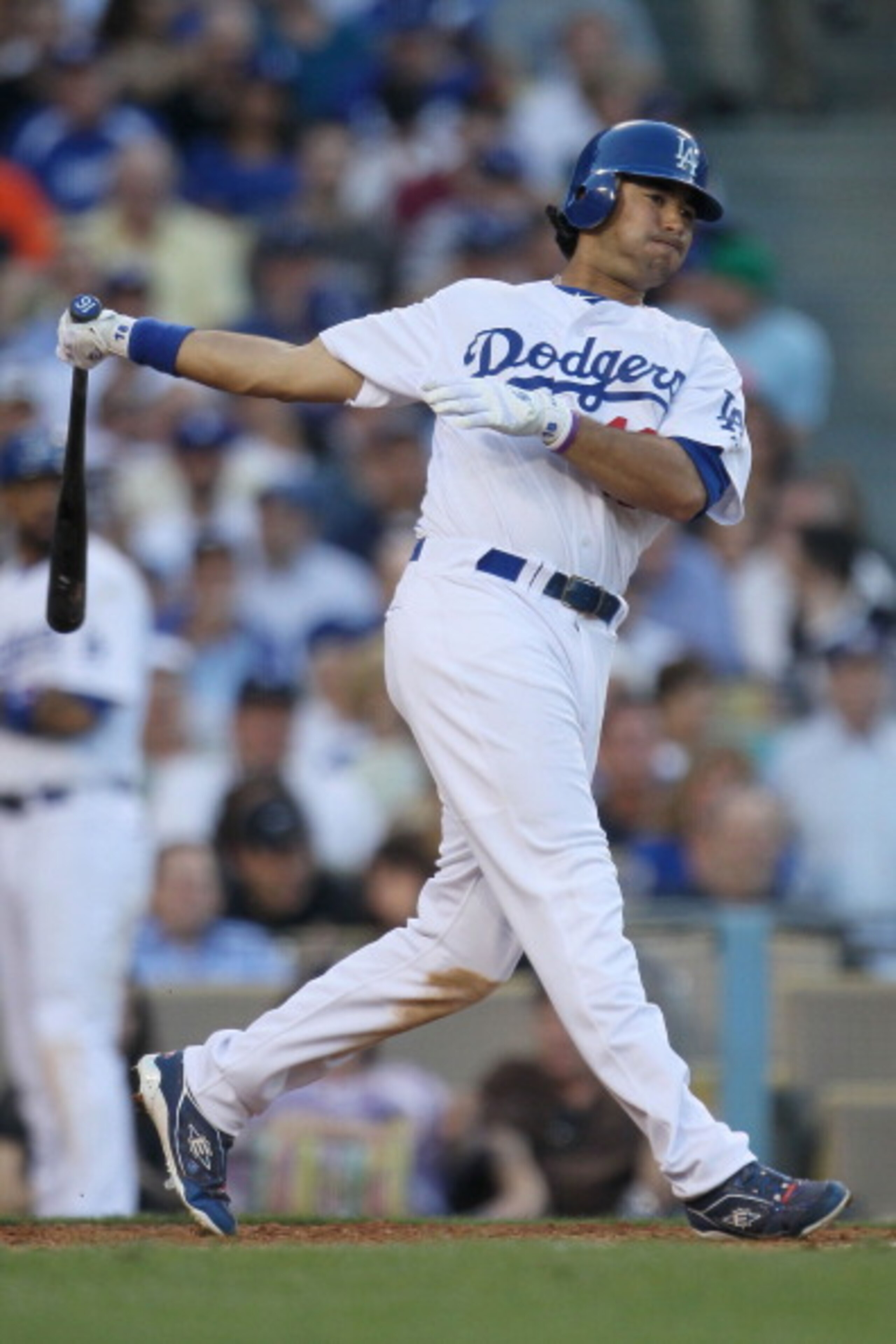 LOS ANGELES, CA - MARCH 31:  Andre Ethier #16 of the Los Angeles Dodgers at bat against the San Francisco Giants on Opening Day at Dodger Stadium on March 31, 2011 in Los Angeles, California.  (Photo by Jeff Gross/Getty Images)