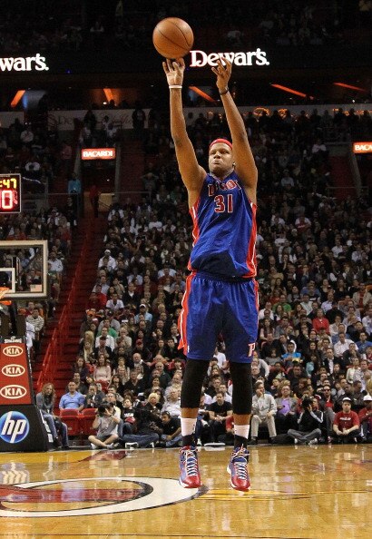 MIAMI, FL - JANUARY 28:  Charlie Villanueva #31 of of the Detroit Pistons shoots a jump shot during a game against the Miami Heat at American Airlines Arena on January 28, 2011 in Miami, Florida. NOTE TO USER: User expressly acknowledges and agrees that,