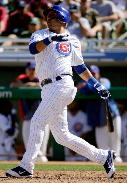 MESA, AZ - MARCH 09:  Aramis Ramirez #16 of the Chicago Cubs swings at a pitch against the Kansas City Royals during the spring training baseball game at HoHoKam Stadium on March 9, 2011 in Mesa, Arizona.  (Photo by Kevork Djansezian/Getty Images)