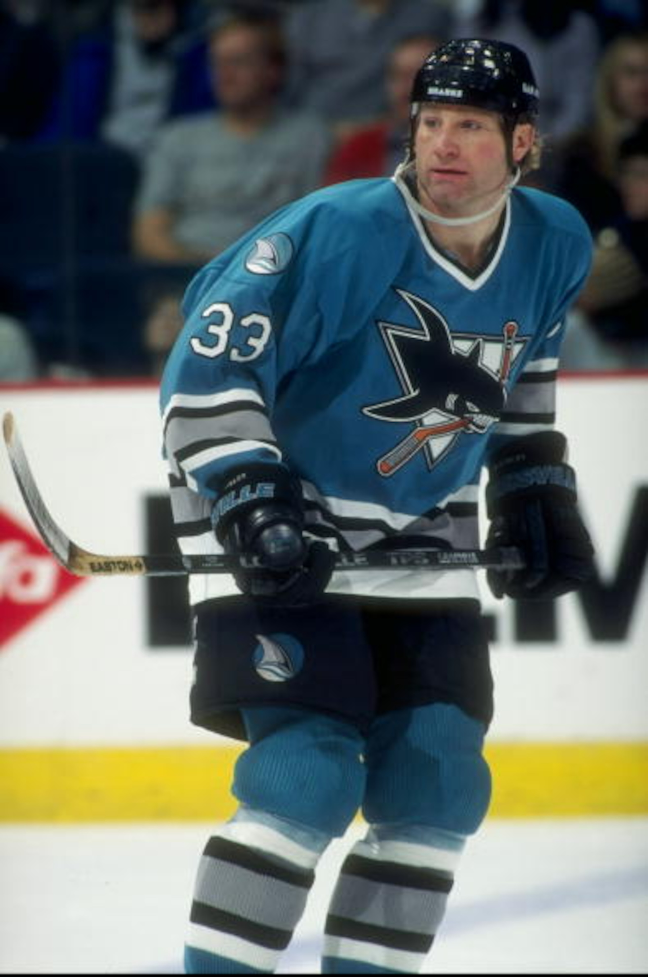 5 Feb 1998:  Marty McSorley #33 of the San Jose Sharks in action during a game against the Calgary Flames at the Canadien Airlines Saddledome in Calgary, Canada. Mandatory Credit: Ian Tomlinson  /Allsport