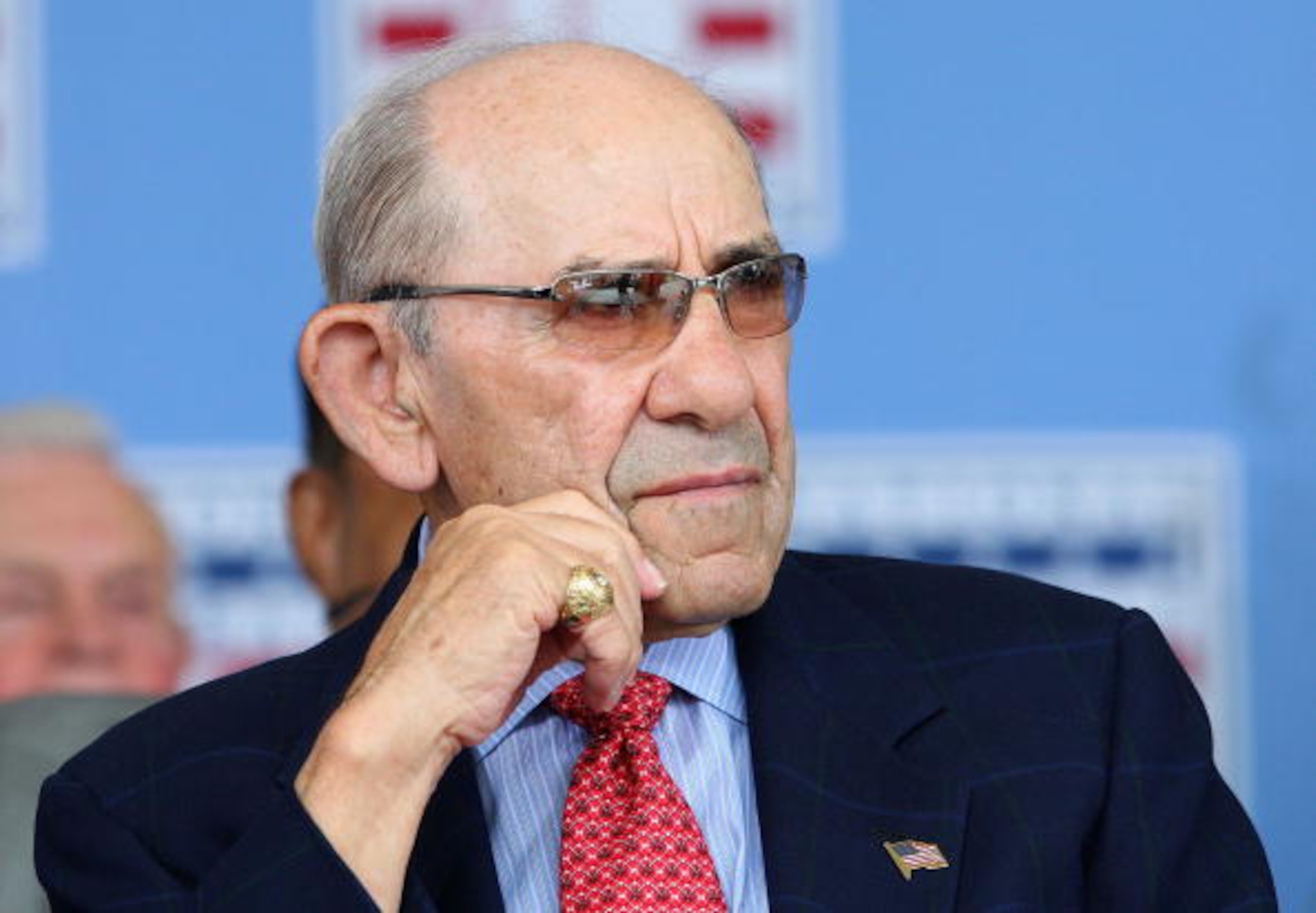 COOPERSTOWN, NY - JULY 26: Baseball icon Yogi Berra looks on at Clark Sports Center during the 2009 Baseball Hall of Fame induction ceremony on July 26, 2009 in Cooperstown, New York. (Photo by Jim McIsaac/Getty Images) COOPERSTOWN, NY - JULY 26: Baseball icon Yogi Berra looks on at Clark Sports Center during the 2009 Baseball Hall of Fame induction ceremony on July 26, 2009 in Cooperstown, New York. (Photo by Jim McIsaac/Getty Images)