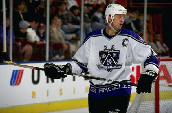 30 Dec 1998: Rob Blake #4 of the Los Angeles Kings in action during the game against the San Jose Sharks at the Great Western Forum in Ingelwood, California. The Kings defeated the Sharks 5-1. Mandatory Credit: Harry How  /Allsport