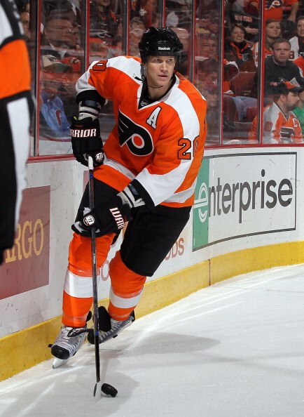 PHILADELPHIA, PA - JANUARY 20:  Chris Pronger #20 of the Philadelphia Flyers skates against the Ottawa Senators on January 20, 2011 at Wells Fargo Center in Philadelphia, Pennsylvania.  (Photo by Jim McIsaac/Getty Images)