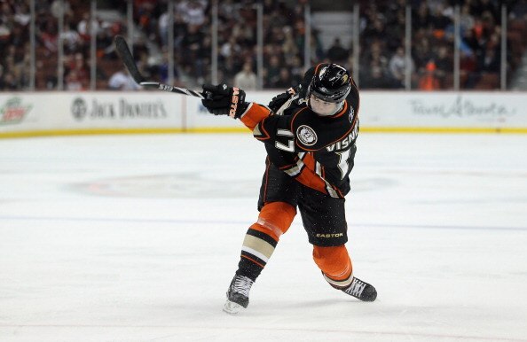 ANAHEIM, CA - FEBRUARY 16:  Lubomir Visnovsky #17 of the Anaheim Ducks skates against the Washington Capitals at the Honda Center on February 16, 2011 in Anaheim, California.  (Photo by Jeff Gross/Getty Images)