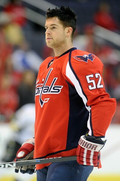 WASHINGTON, DC - FEBRUARY 06:  Mike Green #52 of the Washington Capitals warms up before the game against the Pittsburgh Penguins at the Verizon Center on February 6, 2011 in Washington, DC.  (Photo by Greg Fiume/Getty Images)