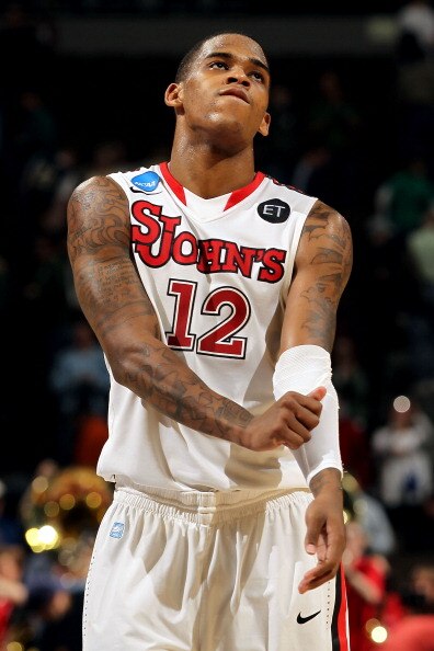 DENVER, CO - MARCH 17:  Dwight Hardy #12 of the St. John's Red Storm reacts against the Gonzaga Bulldogs during the second round of the 2011 NCAA men's basketball tournament at Pepsi Center on March 17, 2011 in Denver, Colorado.  (Photo by Doug Pensinger/