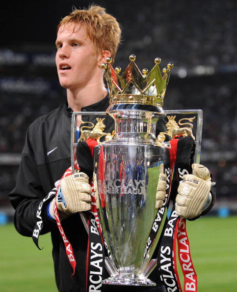DURBAN, SOUTH AFRICA - JULY 22:  Ben Amos of Manchester United holds a trophy during the Vodacom Challenge match between Orlando Pirates and Manchester United held at the Absa Stadium on July 22, 2008 in Durban, South Africa. (Photo by Lefty Shivambu/Gall