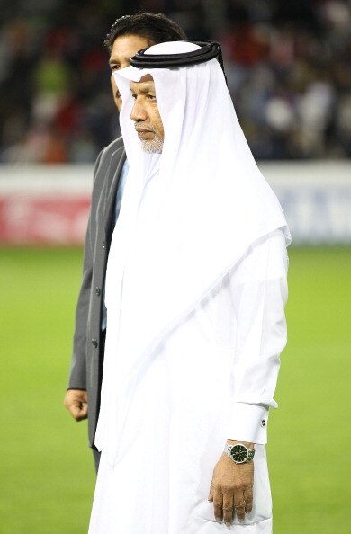 DOHA, QATAR - JANUARY 28: AFC president Mohamed Bin Hammam looks on prior to the AFC Asian Cup 3rd place playoff match between Uzbekistan and Korea Republic at Al-Sadd Stadium on January 28, 2011 in Doha, Qatar.  (Photo by Robert Cianflone/Getty Images)