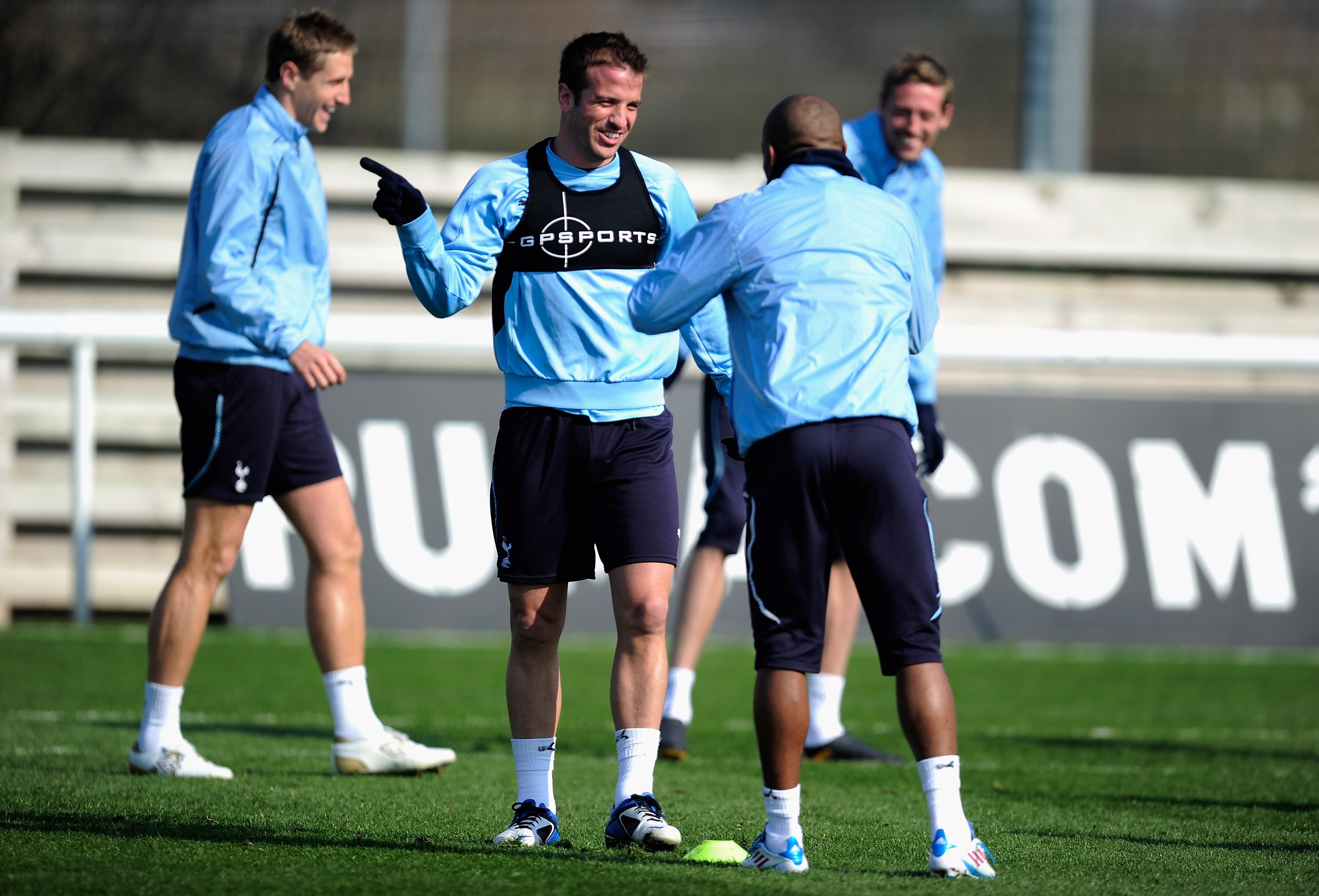 LONDON, ENGLAND - MARCH 08:  Rafael van der Vart of Tottenham Hotspur warms up at a Tottenham Hotspur training session at the Spurs Lodge on March 8, 2011 in London, England.  (Photo by Jamie McDonald/Getty Images)