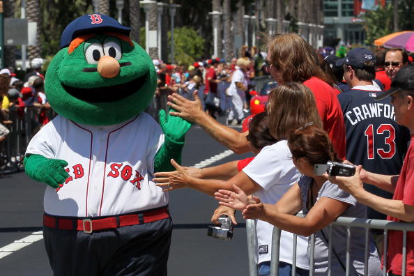 ANAHEIM, CA - JULY 13:  Boston Red Soxs mascot waves to fans during the 6th Annual MLB All-Star Red Carpet Show outside Angel Stadium of Anaheim on July 13, 2010 in Anaheim, California.  (Photo by Stephen Dunn/Getty Images)