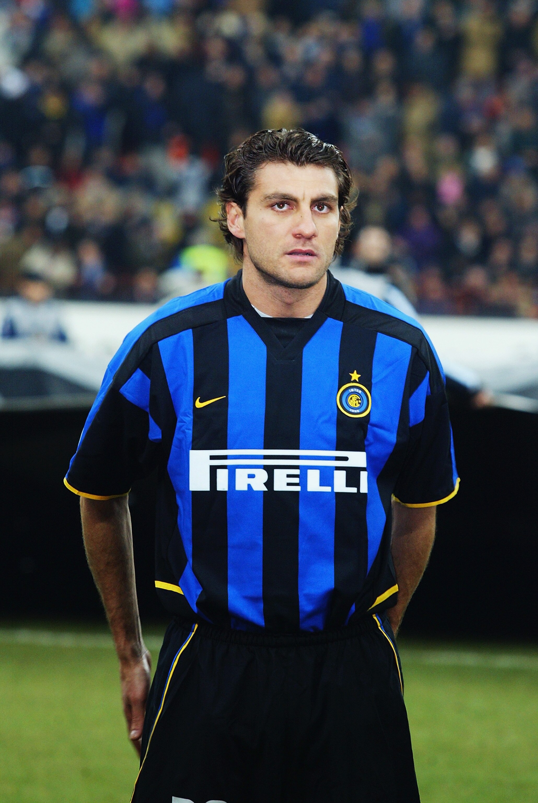 MILAN - FEBRUARY 26:  Christian Vieri of Inter Milan during the UEFA Champions League Second Phase Group A match between Inter Milan and Barcelona held on February 26, 2003 at the San Siro, in Milan, Italy. The match ended in a 0-0 draw. (Photo by Phil Co