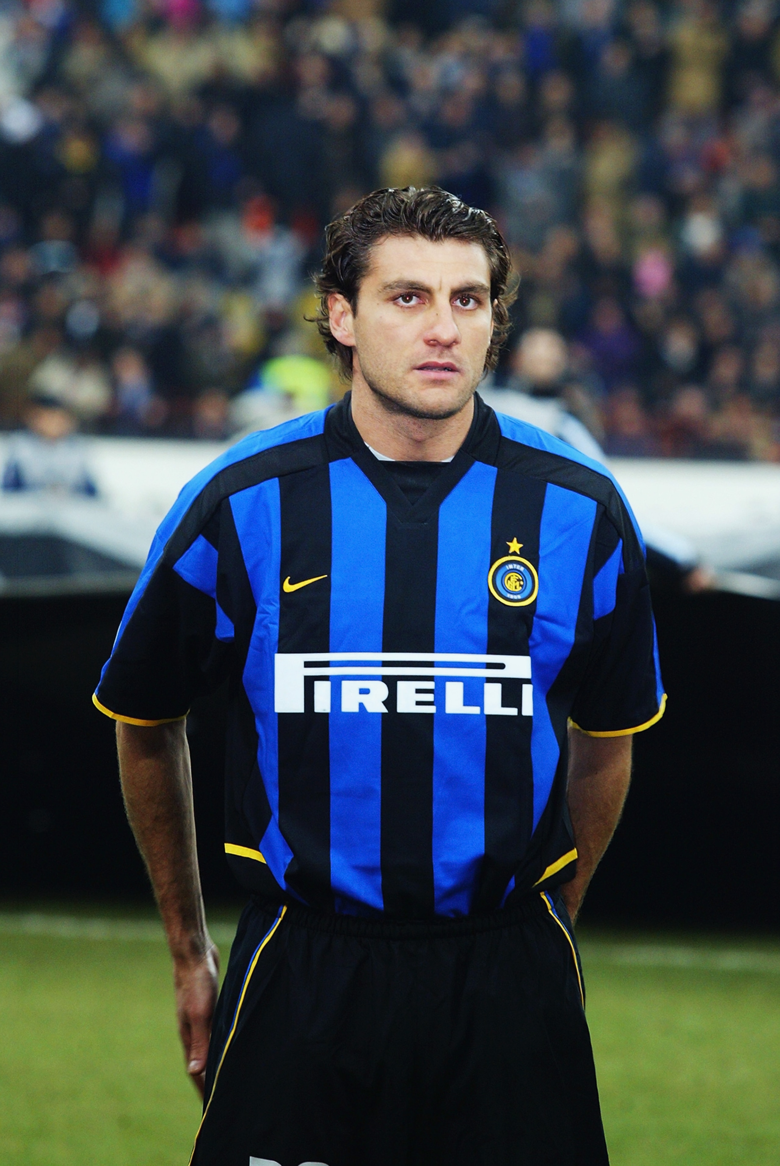 MILAN - FEBRUARY 26:  Christian Vieri of Inter Milan during the UEFA Champions League Second Phase Group A match between Inter Milan and Barcelona held on February 26, 2003 at the San Siro, in Milan, Italy. The match ended in a 0-0 draw. (Photo by Phil Co