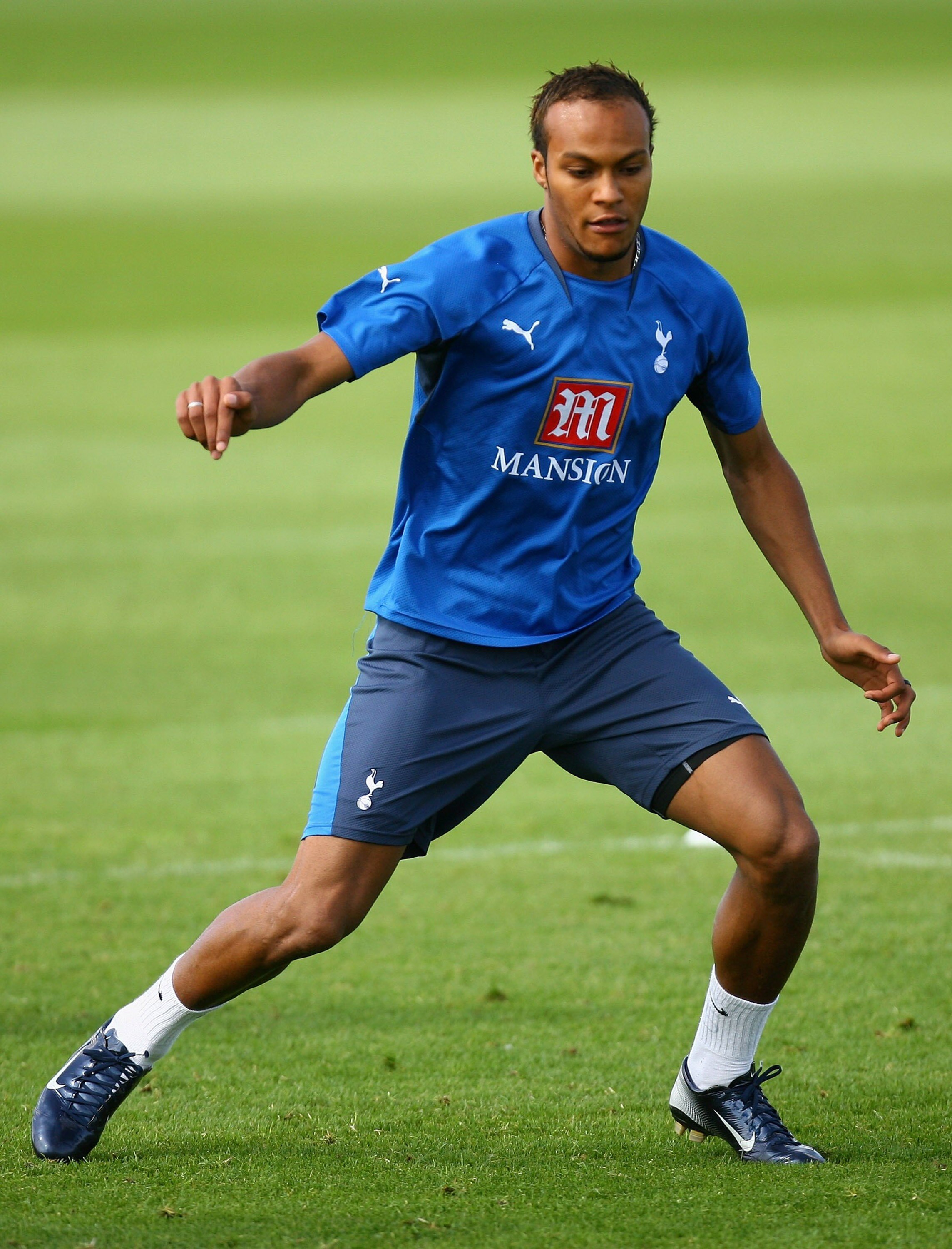 LONDON - AUGUST 09:  Younes Kaboul in action during a Tottenham Hotspur Training session on August 9, 2007 at Spurs Lodge, Chigwell, London.  (Photo by Ian Walton/Getty Images)