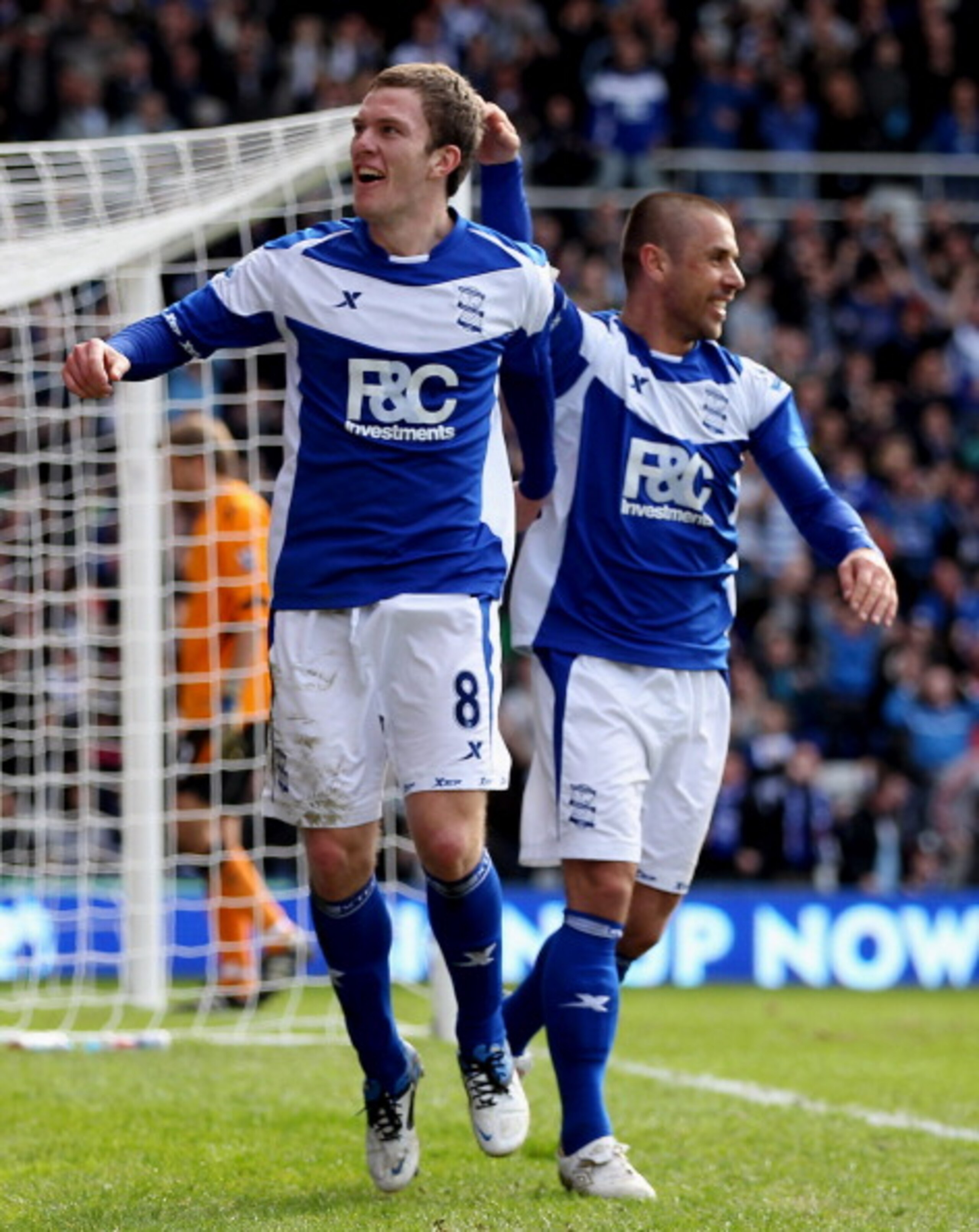 BIRMINGHAM, ENGLAND - APRIL 02: Craig Gardner of Birmingham celebrates with Kevin Phillips after scoring their second goal during the Barclays Premier League match between Birmingham City and Bolton Wanderers at St.Andrews, on April 2, 2011 in Birmingham BIRMINGHAM, ENGLAND - APRIL 02: Craig Gardner of Birmingham celebrates with Kevin Phillips after scoring their second goal during the Barclays Premier League match between Birmingham City and Bolton Wanderers at St.Andrews, on April 2, 2011 in Birmingham