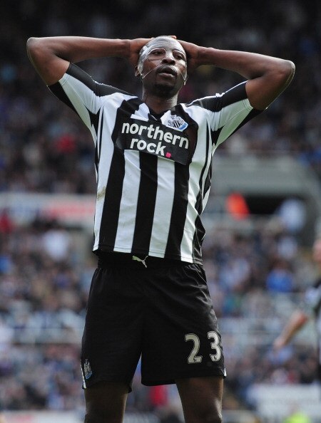 NEWCASTLE UPON TYNE, ENGLAND - APRIL 02:  Shola Ameobi of Newcastle United during the Barclays Premier League match between Newcastle United and Wolverhampton Wanderers at St James' Park on April 2, 2011 in Newcastle upon Tyne, England.  (Photo by Shaun B