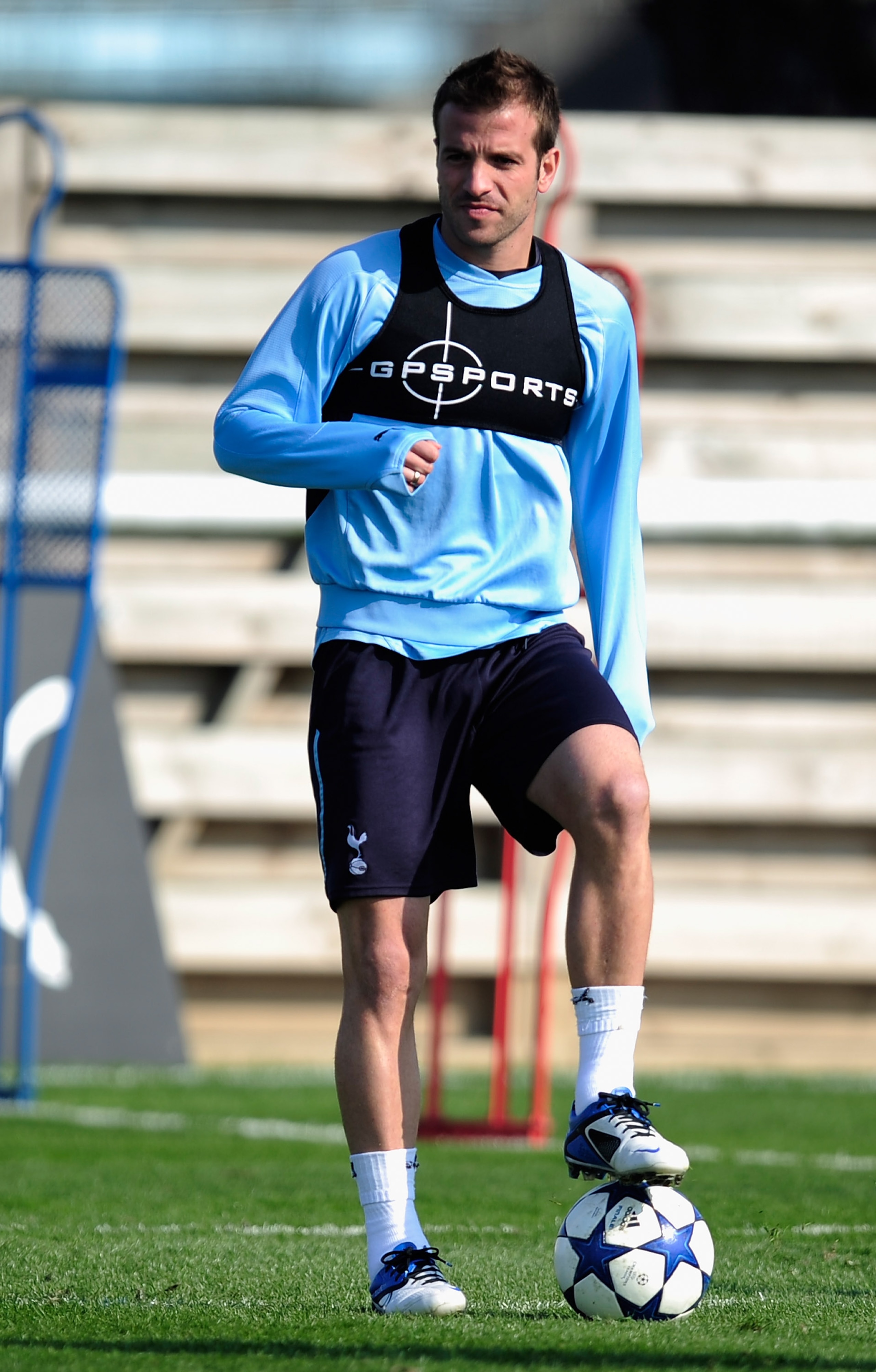 LONDON, ENGLAND - MARCH 08:  Rafael van der Vart of Tottenham Hotspur warms up at a Tottenham Hotspur training session at the Spurs Lodge on March 8, 2011 in London, England.  (Photo by Jamie McDonald/Getty Images)