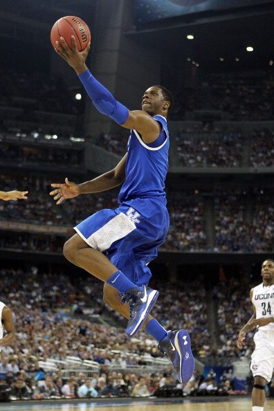 HOUSTON, TX - APRIL 02:  Terrence Jones #3 of the Kentucky Wildcats goes to the hoop against the Connecticut Huskies during the National Semifinal game of the 2011 NCAA Division I Men's Basketball Championship at Reliant Stadium on April 2, 2011 in Housto