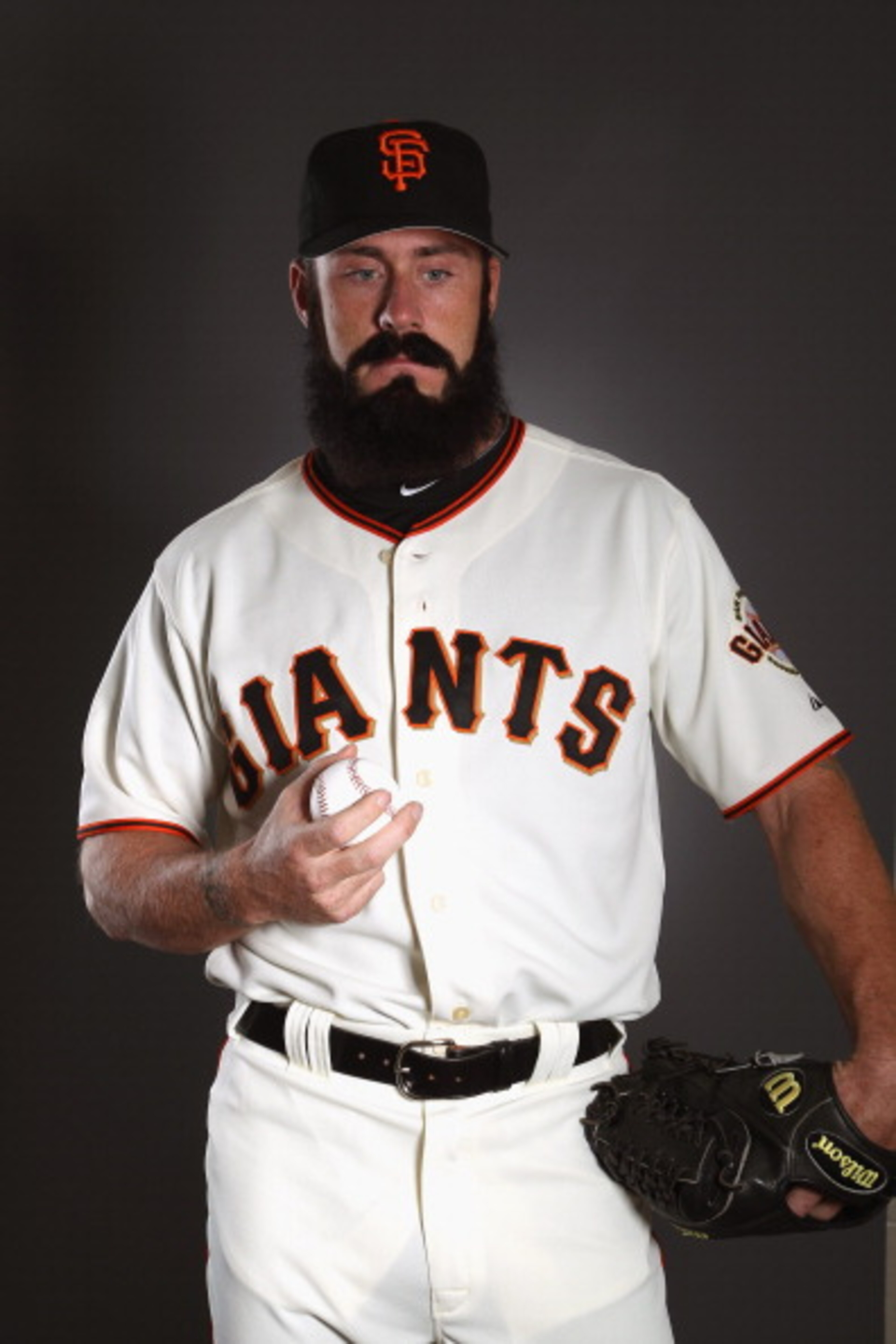 SCOTTSDALE, AZ - FEBRUARY 23: Brian Wilson #38 of the San Francisco Giants poses for a portrait during media photo day at Scottsdale Stadium on February 23, 2011 in Scottsdale, Arizona. (Photo by Ezra Shaw/Getty Images) SCOTTSDALE, AZ - FEBRUARY 23: Brian Wilson #38 of the San Francisco Giants poses for a portrait during media photo day at Scottsdale Stadium on February 23, 2011 in Scottsdale, Arizona. (Photo by Ezra Shaw/Getty Images)
