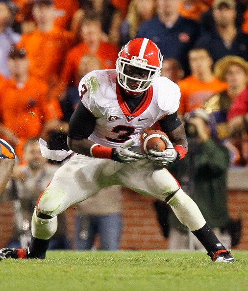 AUBURN, AL - NOVEMBER 13: Washaun Ealey #3 of the Georgia Bulldogs against the Auburn Tigers at Jordan-Hare Stadium on November 13, 2010 in Auburn, Alabama. (Photo by Kevin C. Cox/Getty Images) AUBURN, AL - NOVEMBER 13: Washaun Ealey #3 of the Georgia Bulldogs against the Auburn Tigers at Jordan-Hare Stadium on November 13, 2010 in Auburn, Alabama. (Photo by Kevin C. Cox/Getty Images)