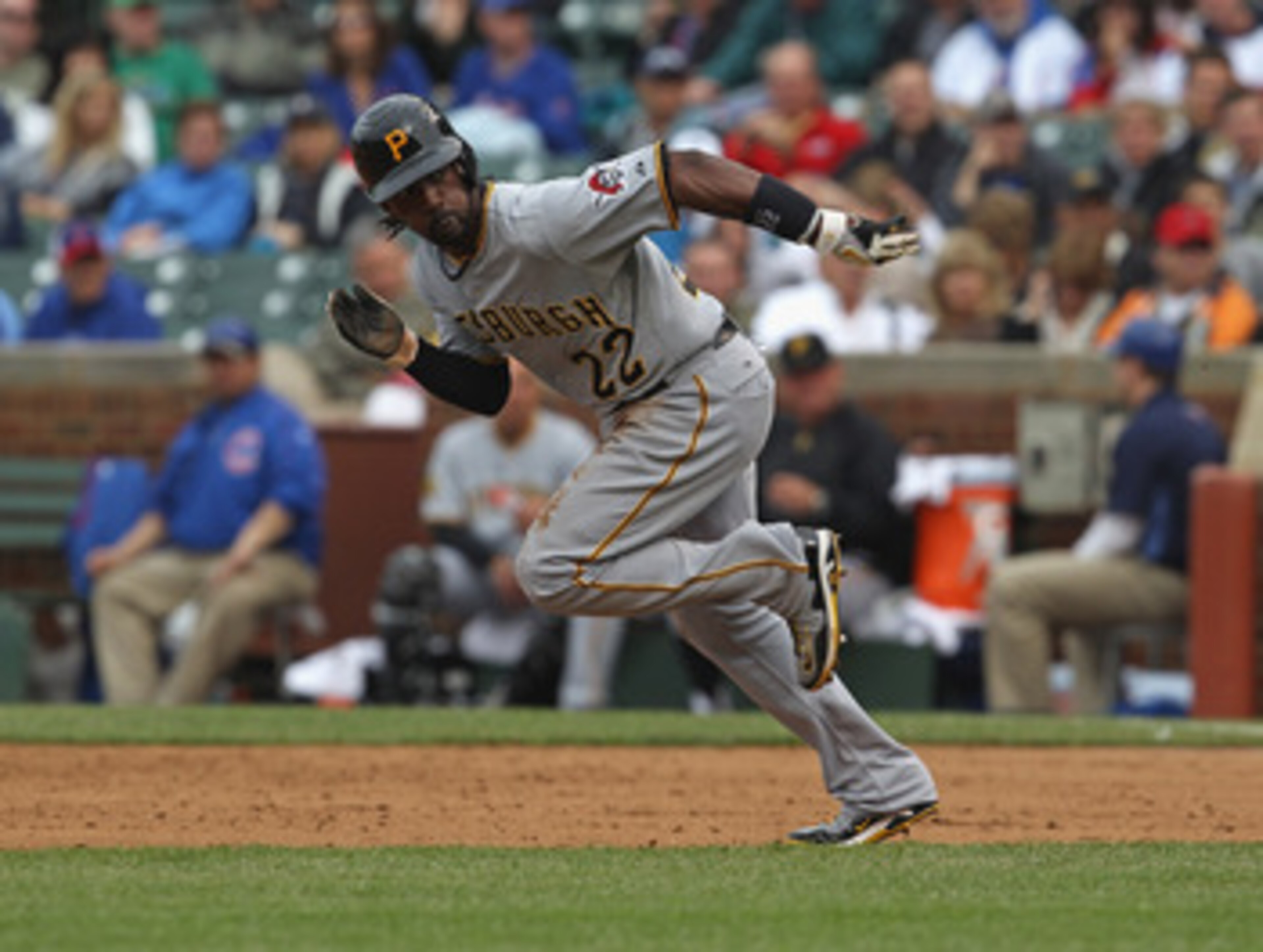 CHICAGO, IL - MAY 29:  Andrew McCutchen #22 of the Pittsburgh Pirates runs to 2nd base against the Chicago Cubs at Wrigley Field on May 29, 2011 in Chicago, Illinois. The Cubs defeated the Pirates 3-2.  (Photo by Jonathan Daniel/Getty Images)