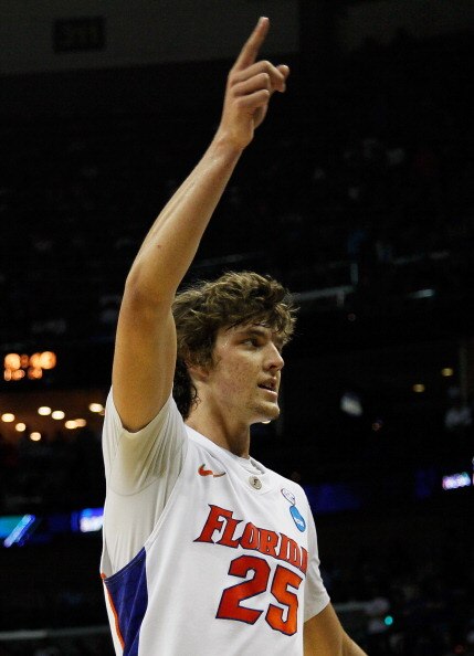 NEW ORLEANS, LA - MARCH 24:  Chandler Parsons #25 of the Florida Gators celebrates during their 84 to 74 win over the Brigham Young Cougars in the Southeast regional of the 2011 NCAA men's basketball tournament at New Orleans Arena on March 24, 2011 in Ne